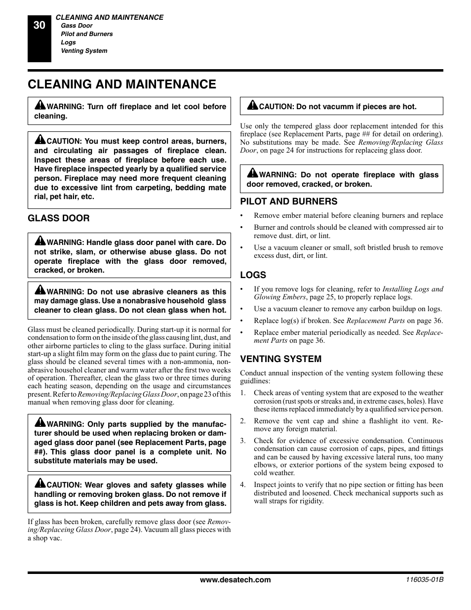 Cleaning and maintenance | Desa (V) CD36R(N User Manual | Page 30 / 48