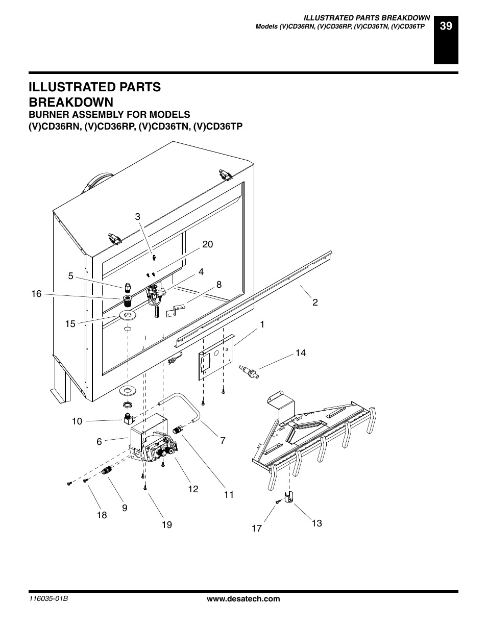 Illustrated parts breakdown | Desa (V) CD36R(N User Manual | Page 39 / 48