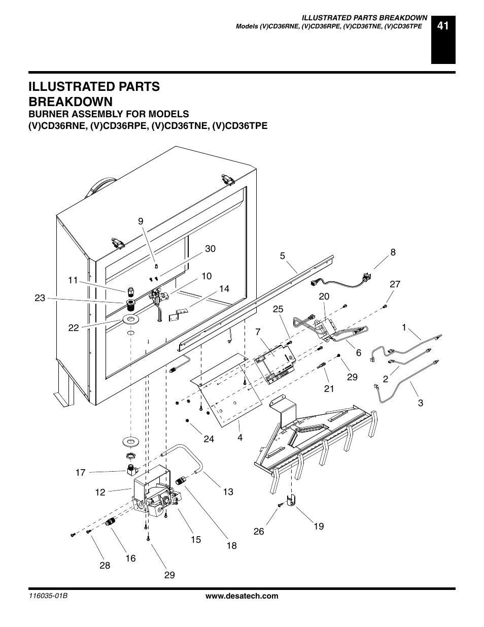 Illustrated parts breakdown | Desa (V) CD36R(N User Manual | Page 41 / 48
