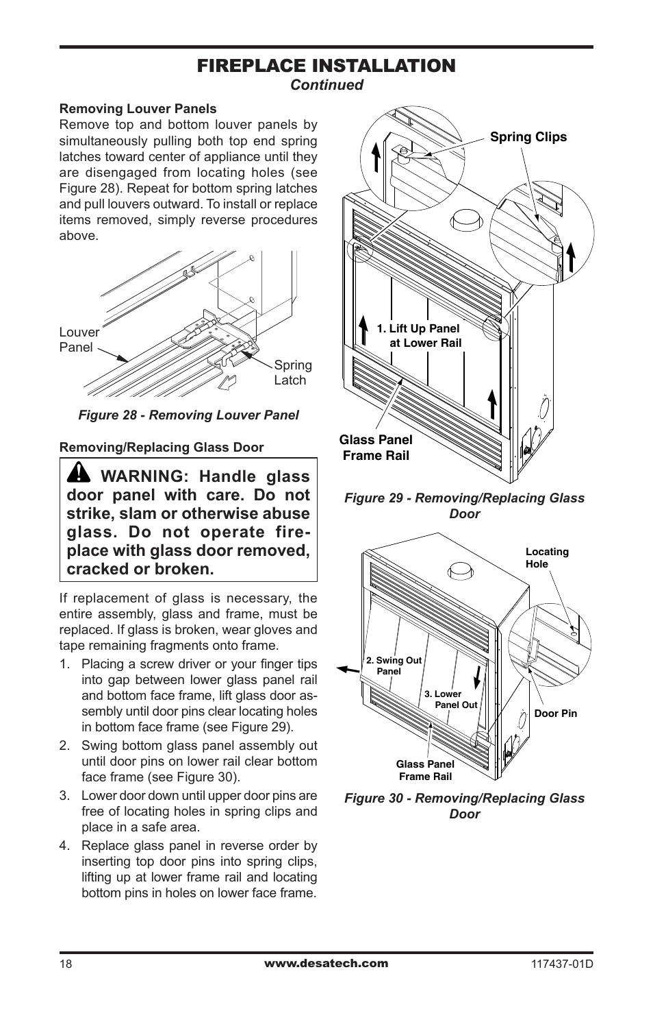 Fireplace installation | Desa CB36N User Manual | Page 18 / 36