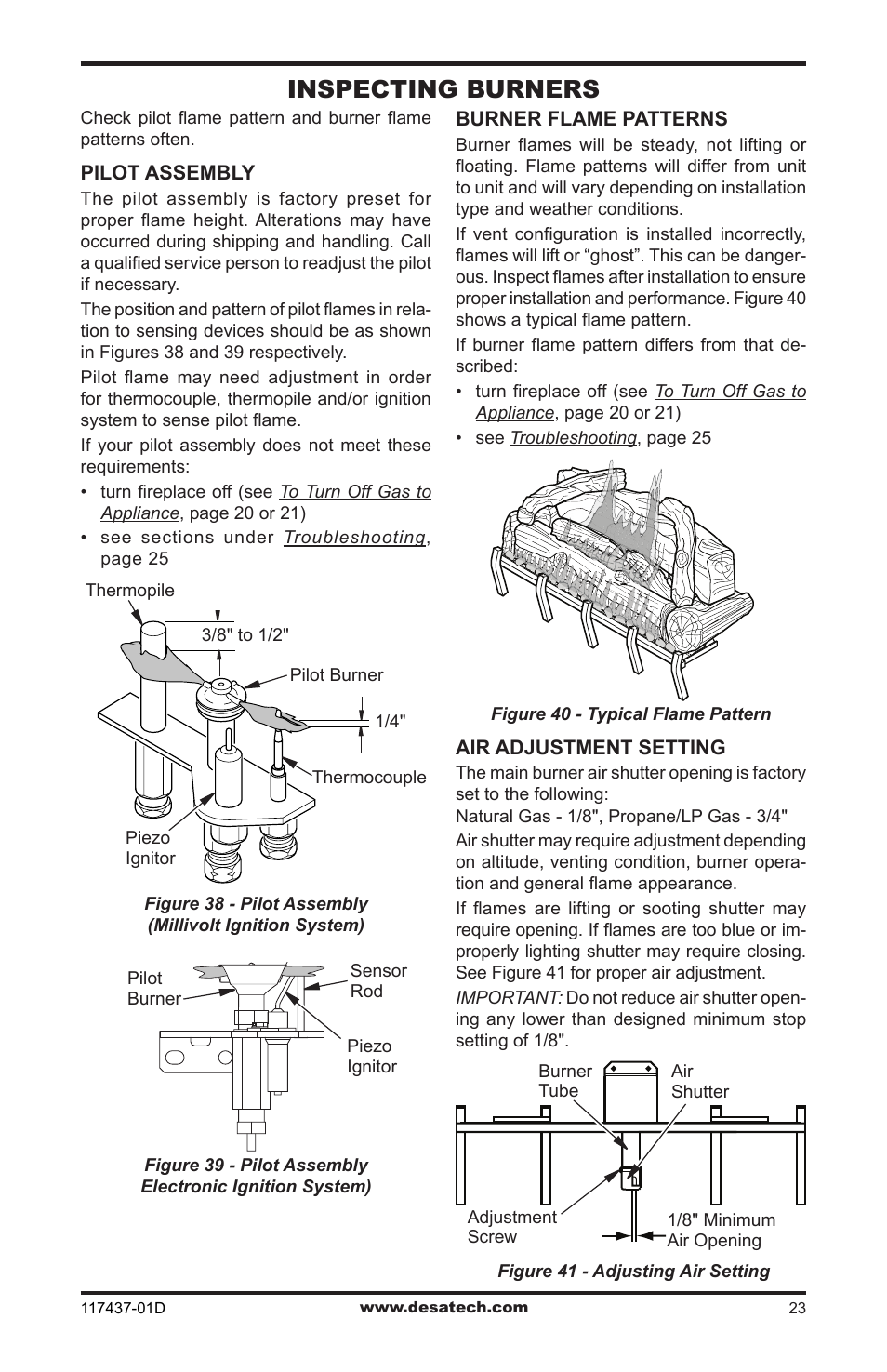 Inspecting burners | Desa CB36N User Manual | Page 23 / 36