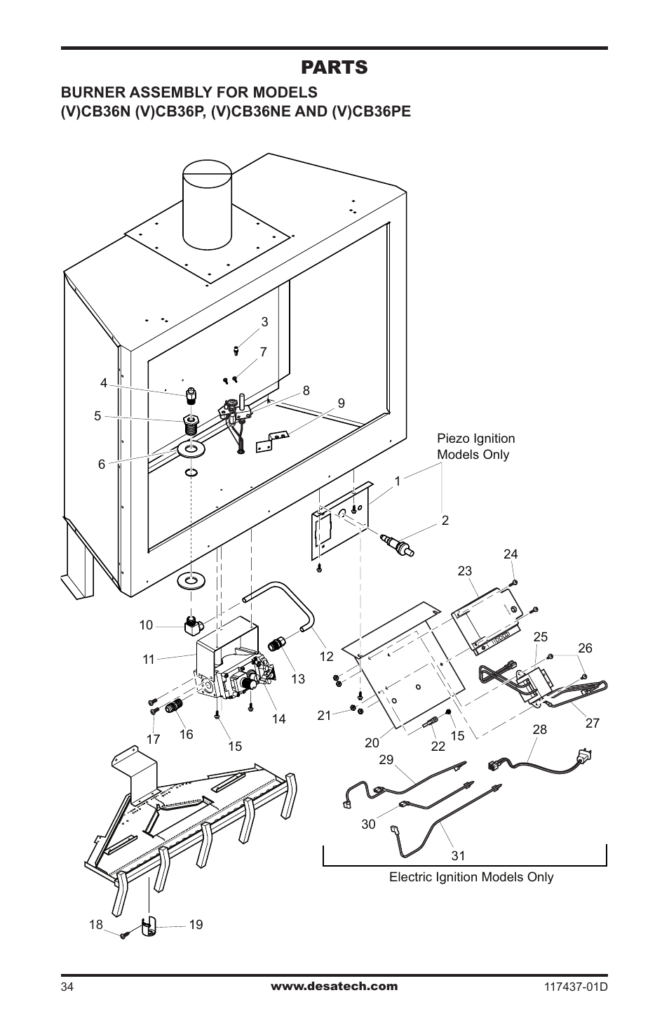 Parts | Desa CB36N User Manual | Page 34 / 36