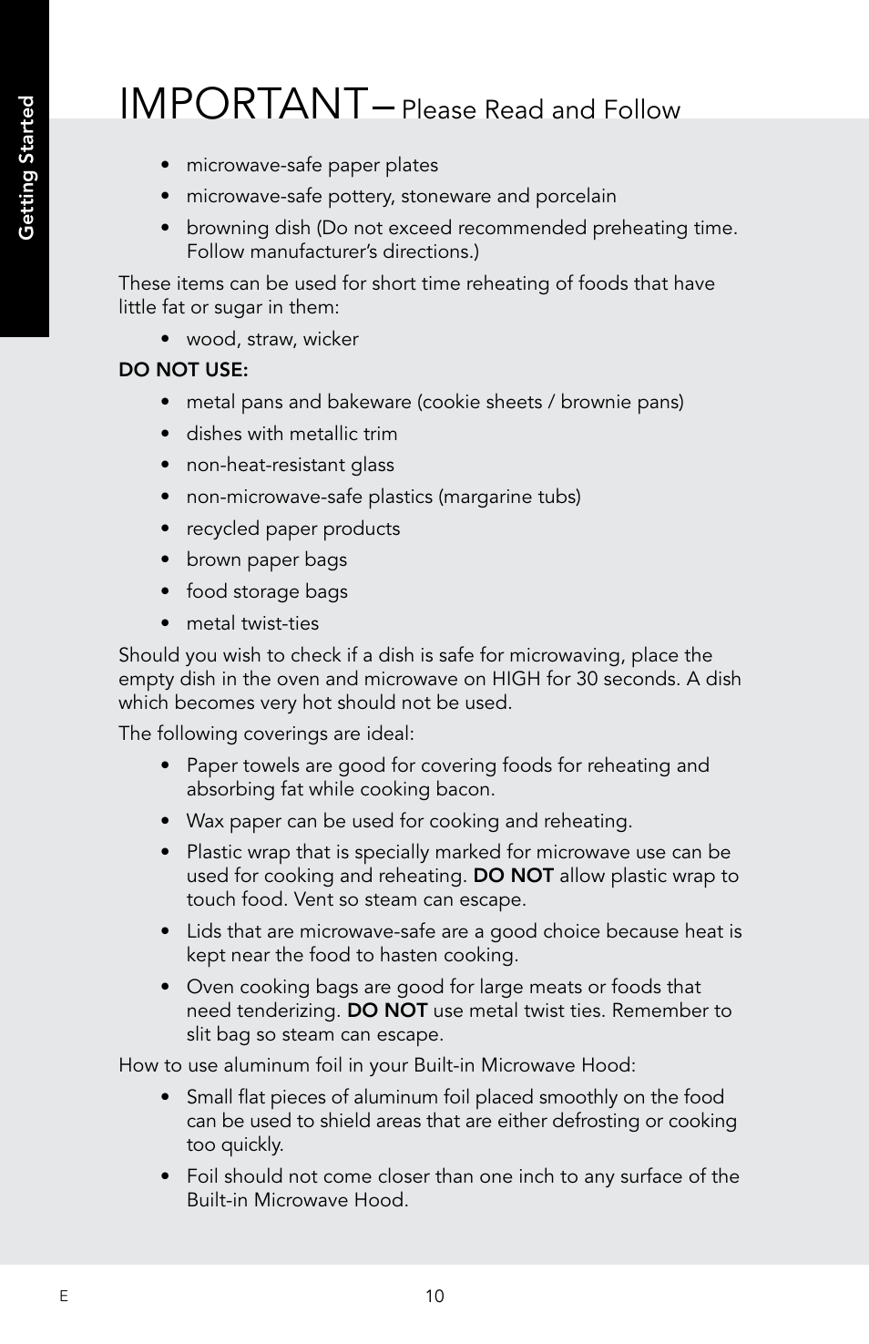 Important, Please read and follow | Viking 30 Inch Over-the-Range Microwave Oven Owners Manual User Manual | Page 12 / 132