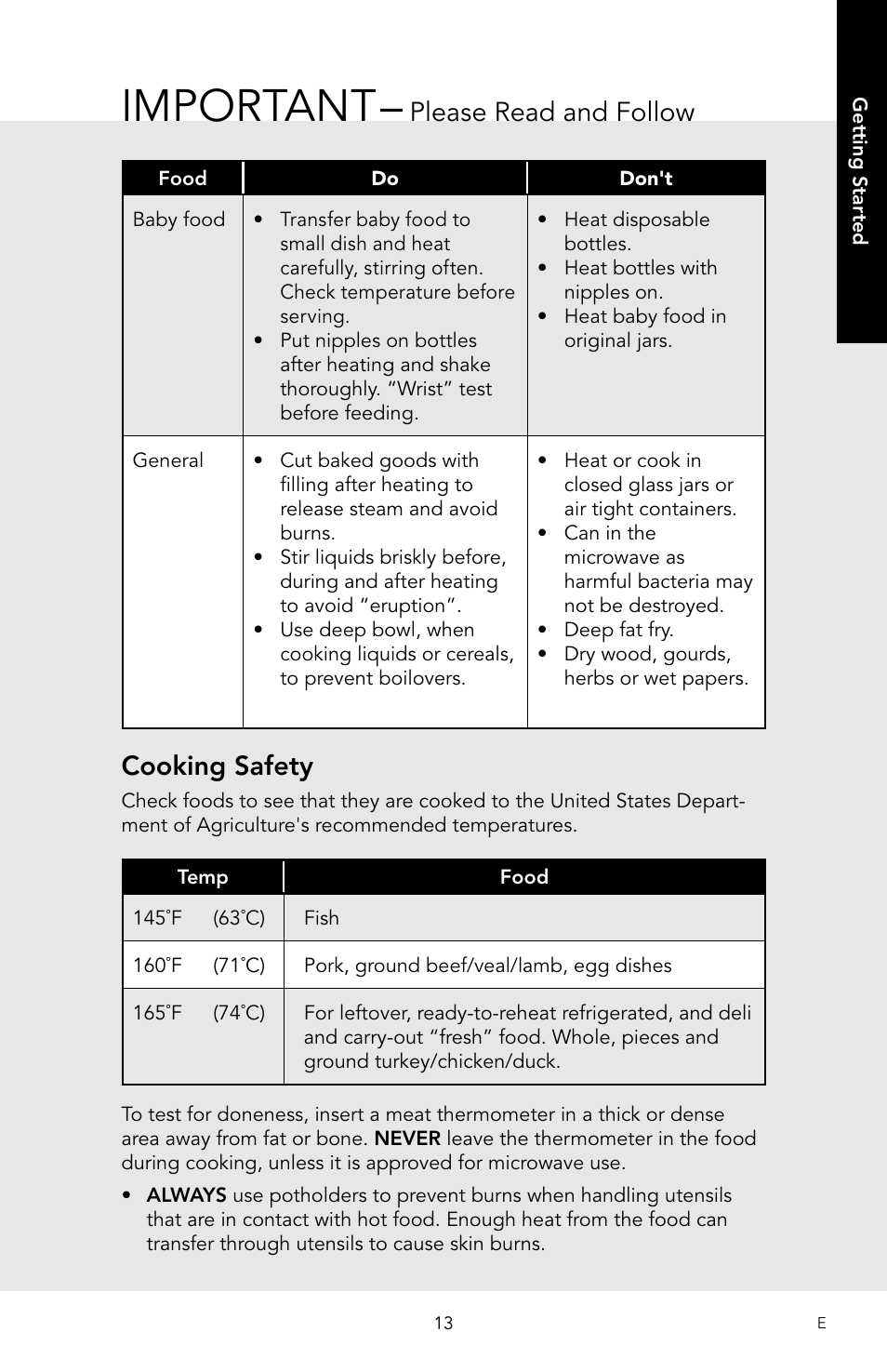 Important, Cooking safety, Please read and follow | Viking 30 Inch Over-the-Range Microwave Oven Owners Manual User Manual | Page 15 / 132