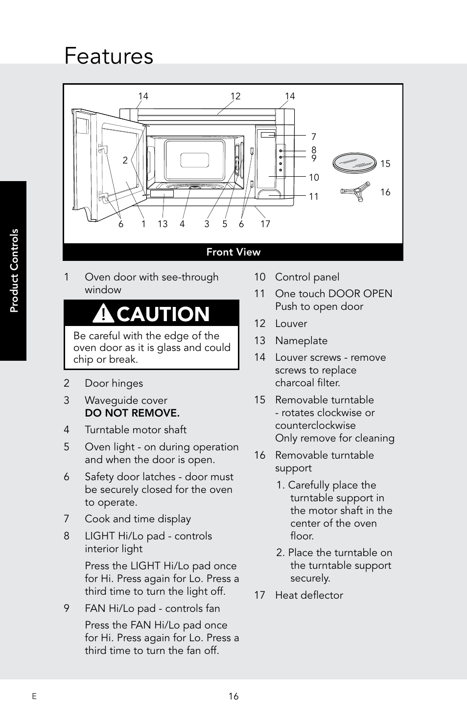 Features, Caution | Viking 30 Inch Over-the-Range Microwave Oven Owners Manual User Manual | Page 18 / 132