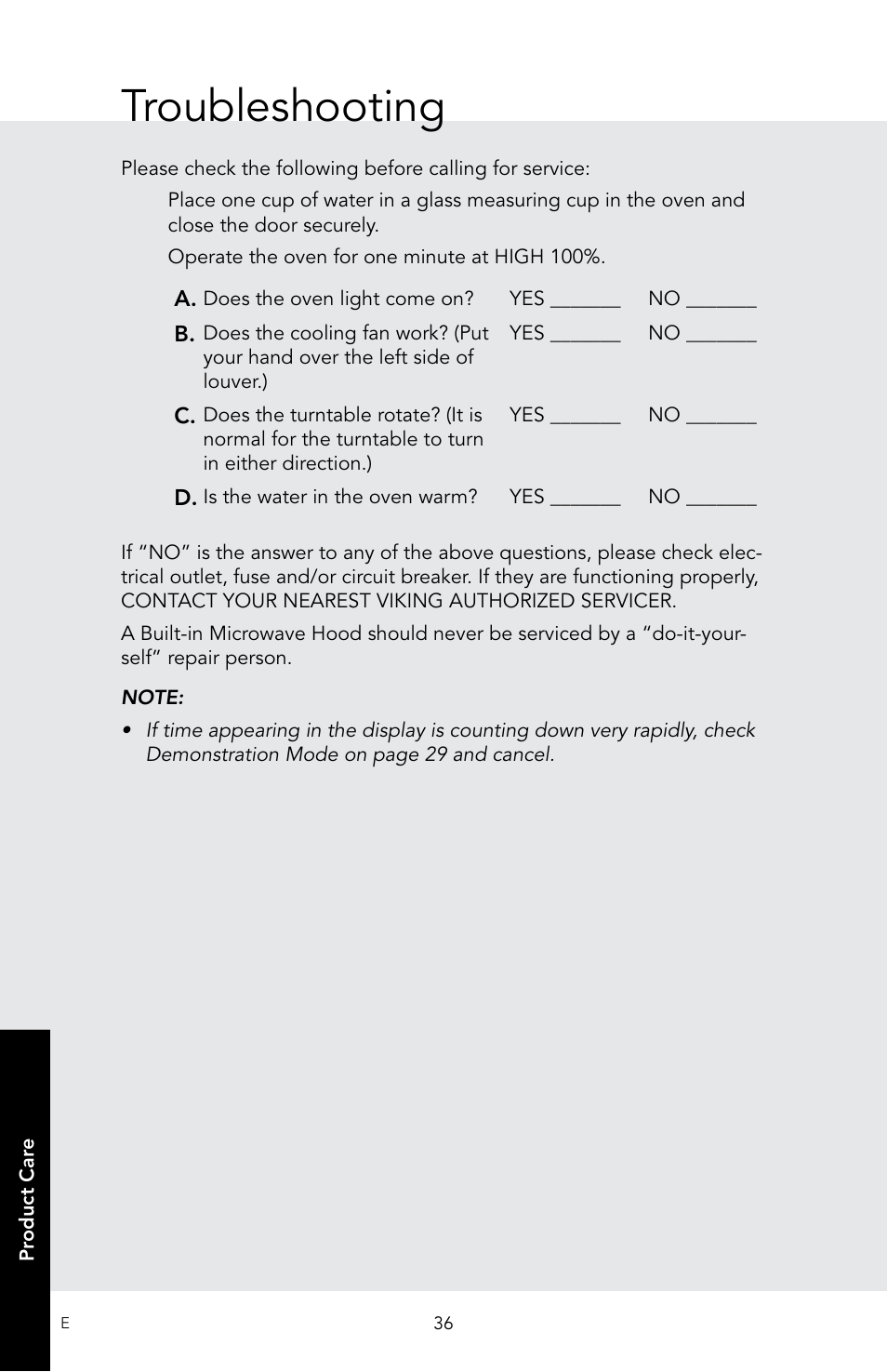 Troubleshooting | Viking 30 Inch Over-the-Range Microwave Oven Owners Manual User Manual | Page 38 / 132