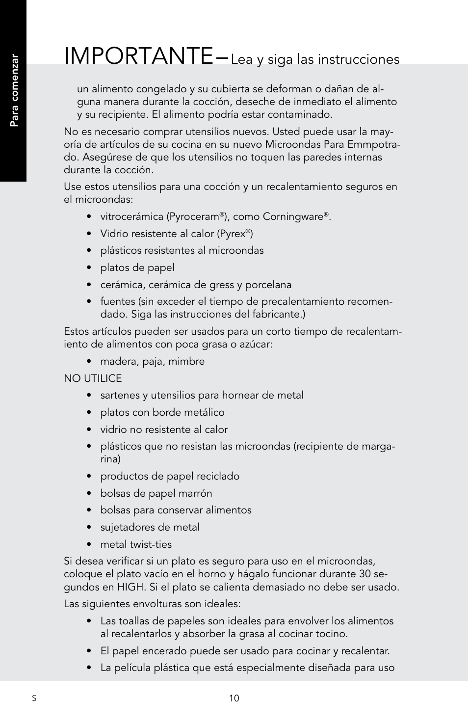 Importante, Lea y siga las instrucciones | Viking 30 Inch Over-the-Range Microwave Oven Owners Manual User Manual | Page 52 / 132