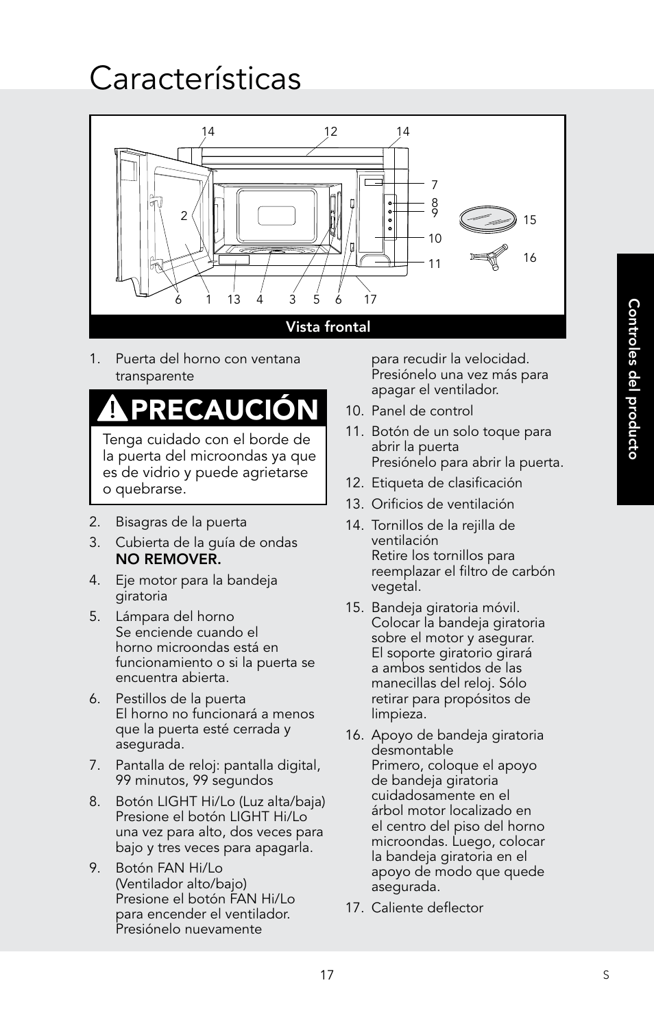 Características, Precaución | Viking 30 Inch Over-the-Range Microwave Oven Owners Manual User Manual | Page 59 / 132