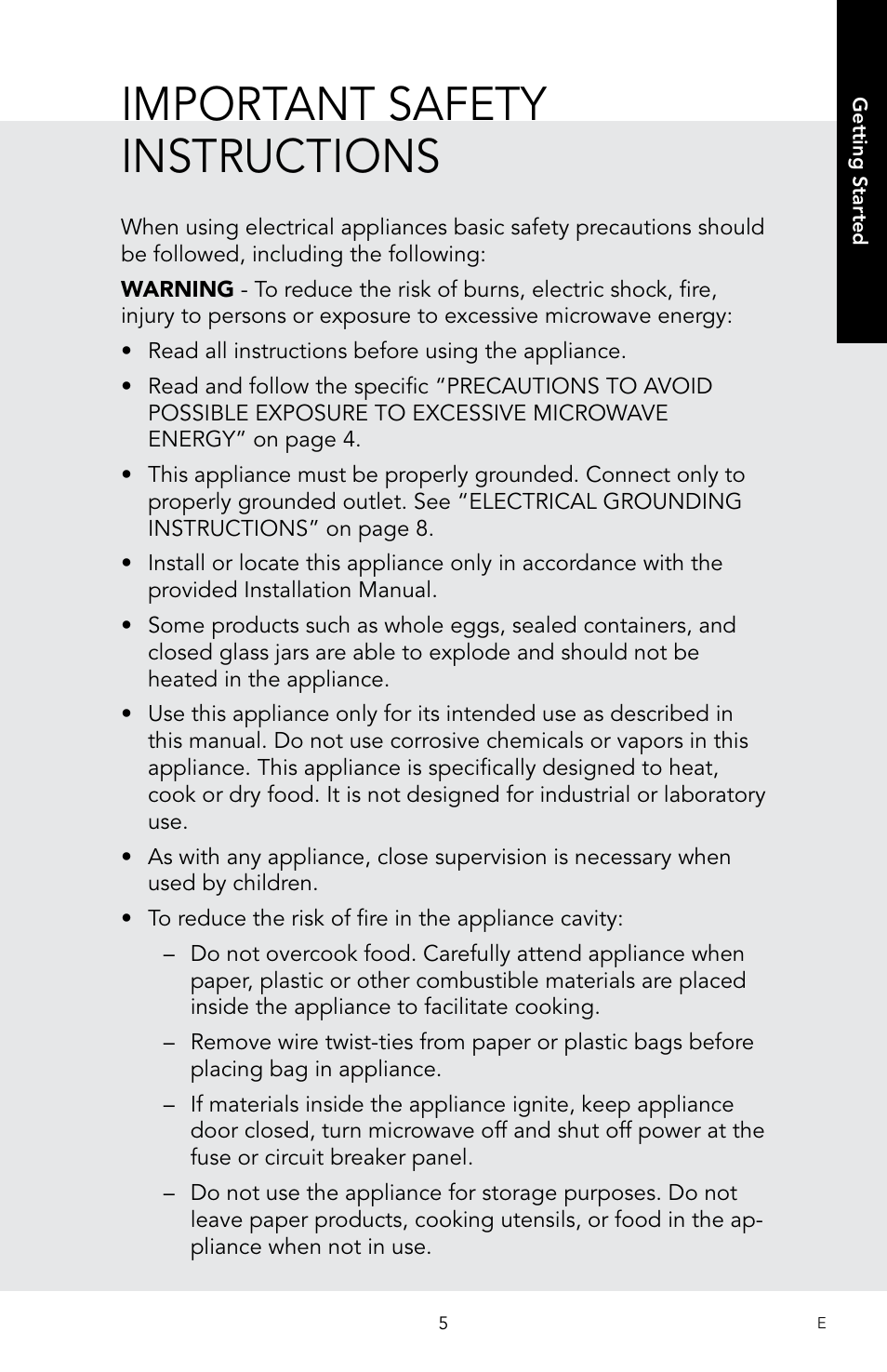 Important safety instructions | Viking 30 Inch Over-the-Range Microwave Oven Owners Manual User Manual | Page 7 / 132