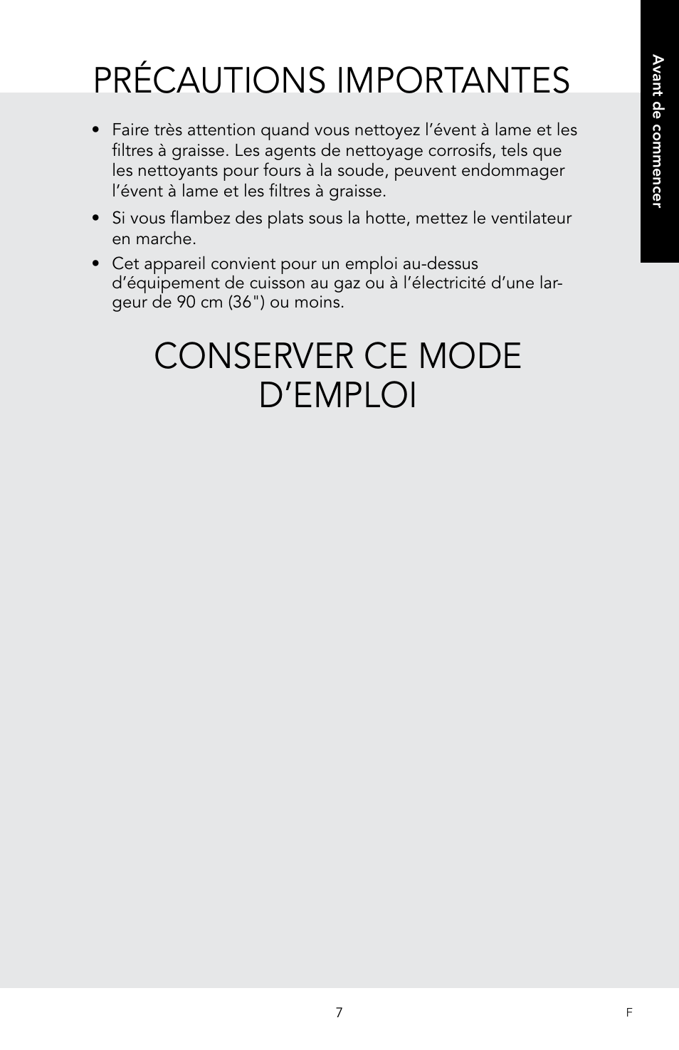 Conserver ce mode d’emploi précautions importantes | Viking 30 Inch Over-the-Range Microwave Oven Owners Manual User Manual | Page 93 / 132