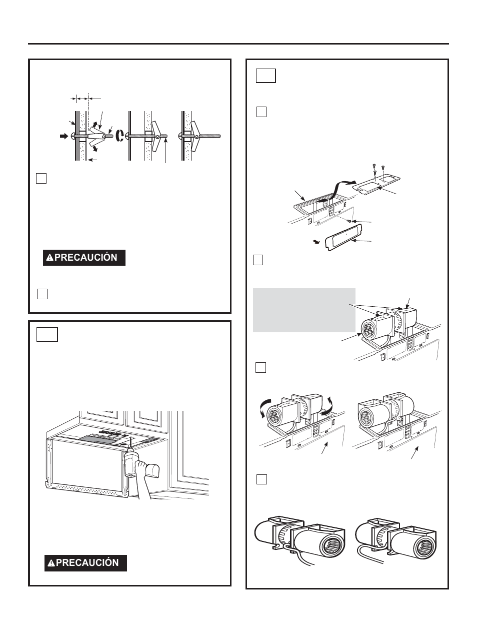 Instrucciones de instalación, Precaución | GE Profile Advantium Series 30 Inch Over-the-Range Microwave Oven Installation Guide User Manual | Page 40 / 48