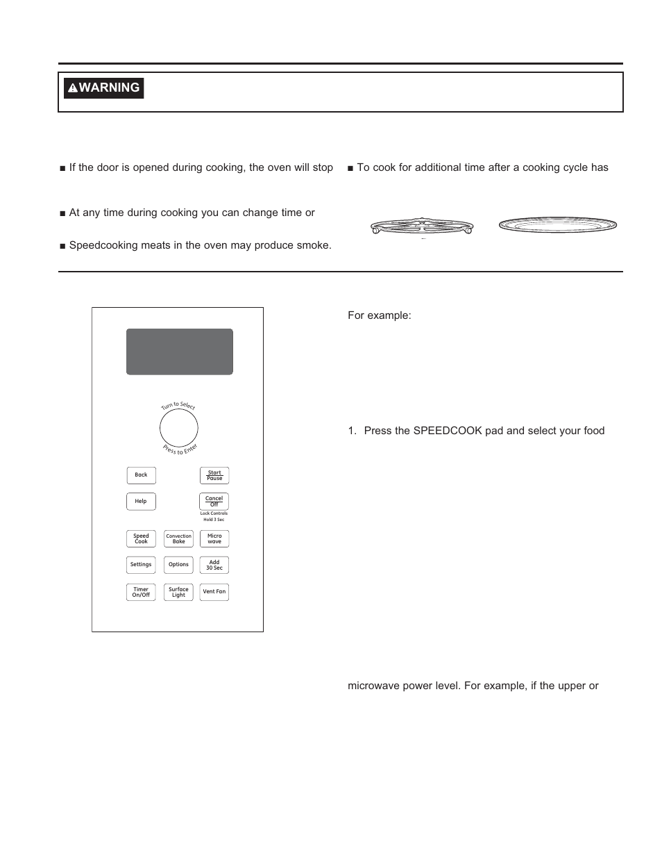 Speedcooking speedcooking, Speedcook power level | GE Profile Advantium Series 30 Inch Over-the-Range Microwave Oven Owner Manual User Manual | Page 12 / 72