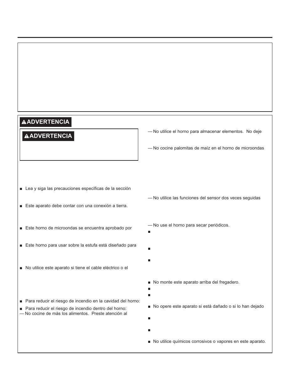 Instrucciones generales de seguridad | GE Profile Advantium Series 30 Inch Over-the-Range Microwave Oven Owner Manual User Manual | Page 39 / 72