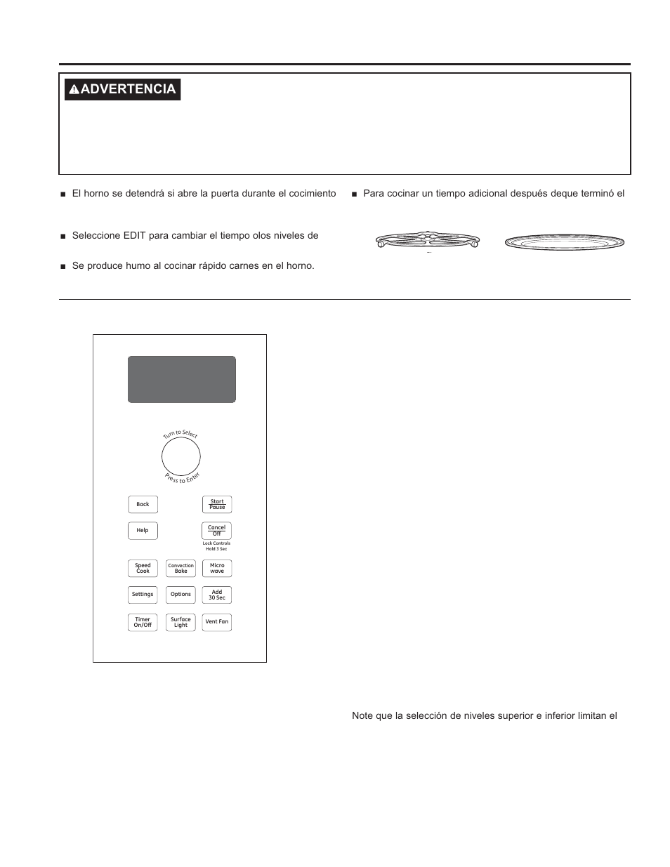 Cocción rápida cocción rápida, Nivel de potencia de la función de cocción rápida, Advertencia | Riesgo de quemaduras | GE Profile Advantium Series 30 Inch Over-the-Range Microwave Oven Owner Manual User Manual | Page 48 / 72