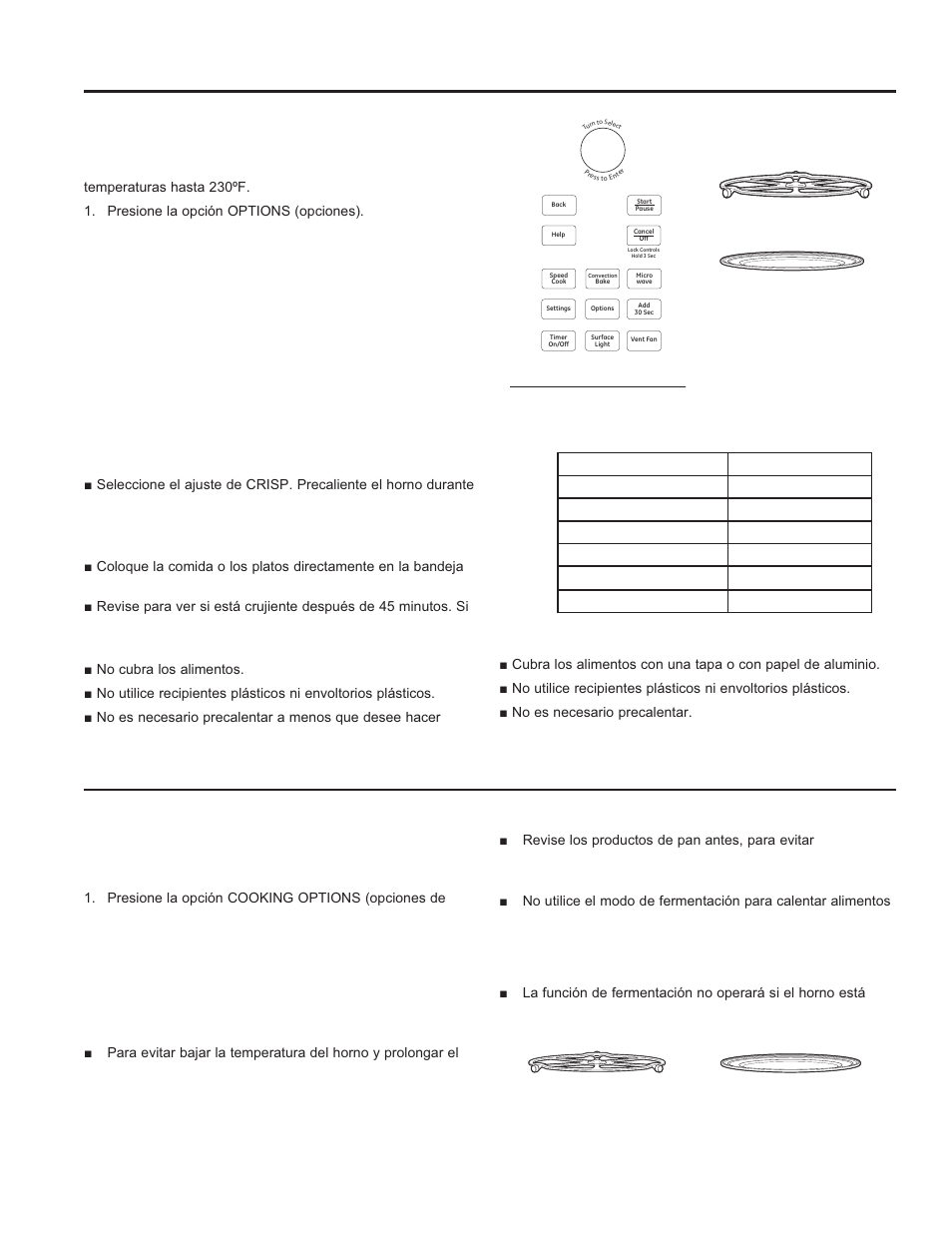 Calentar y fermentar calent ar y ferment a r, Calentar, Fermentar | GE Profile Advantium Series 30 Inch Over-the-Range Microwave Oven Owner Manual User Manual | Page 56 / 72