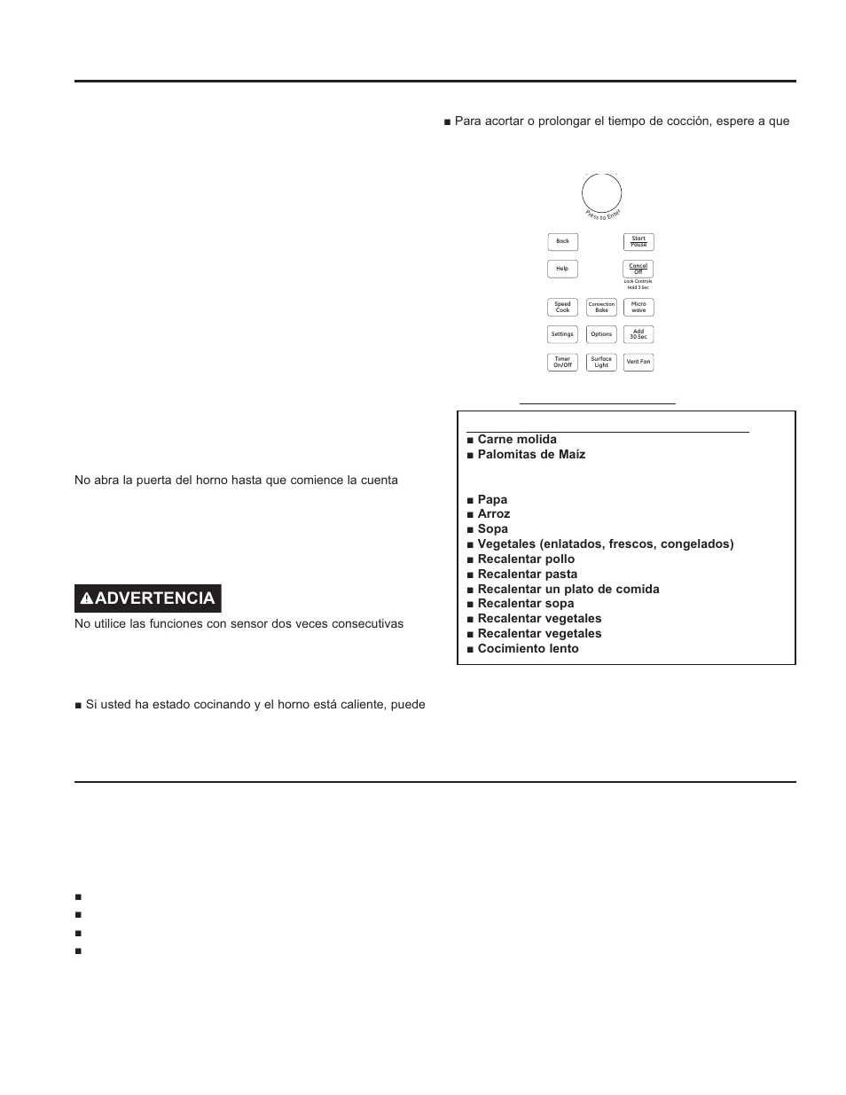 Advertencia riesgo de fuego | GE Profile Advantium Series 30 Inch Over-the-Range Microwave Oven Owner Manual User Manual | Page 60 / 72