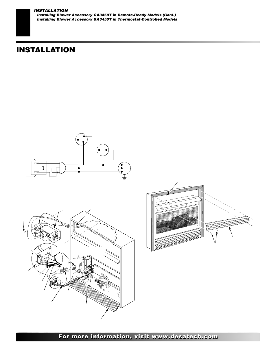 Installation, Continued, Removing upper louver assembly | Extension cord | Desa EFS10TN User Manual | Page 14 / 44