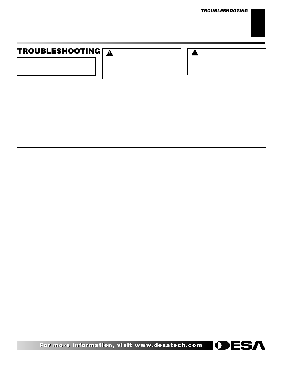 Troubleshooting | Desa EFS10TN User Manual | Page 29 / 44