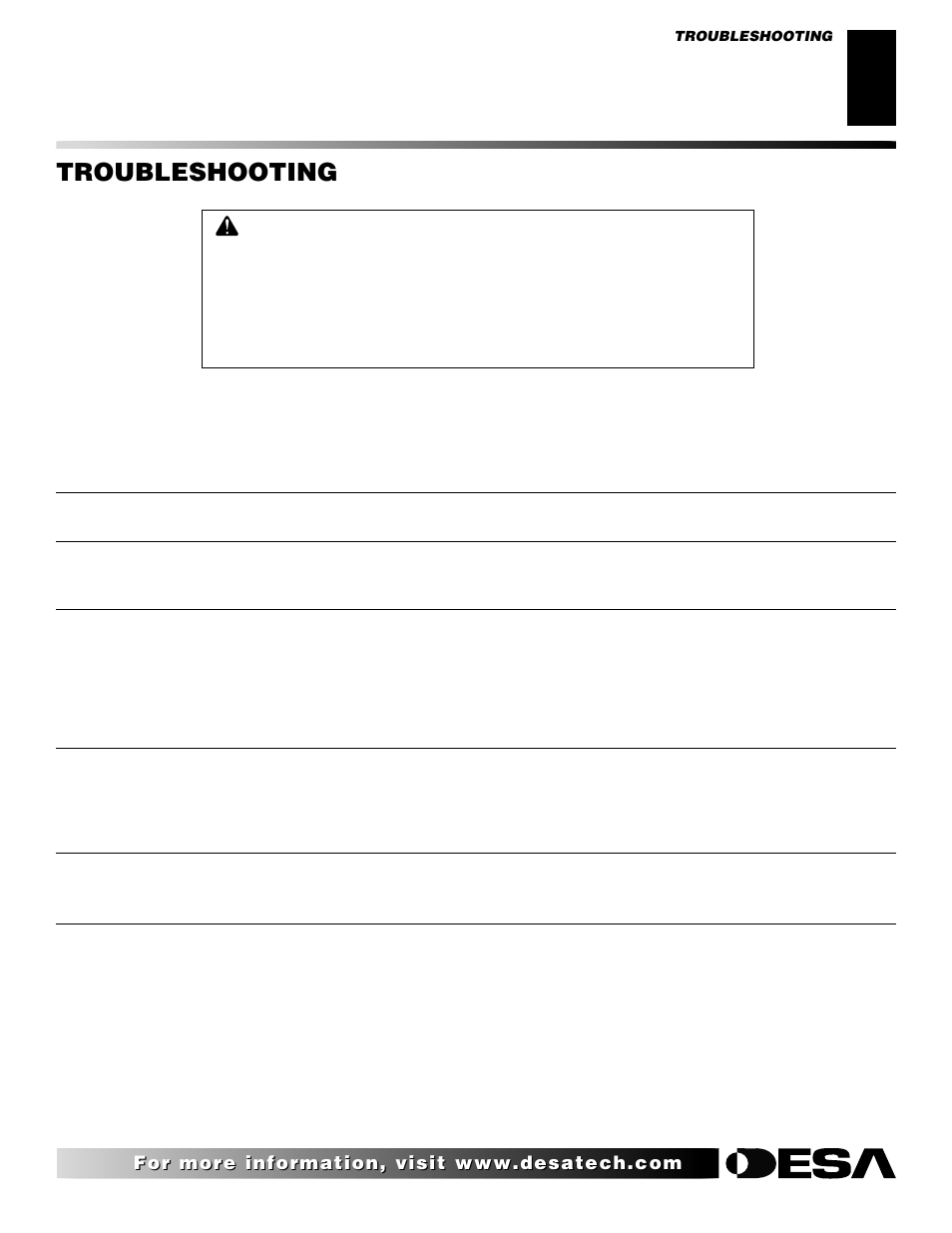 Troubleshooting, Continued | Desa EFS10TN User Manual | Page 31 / 44