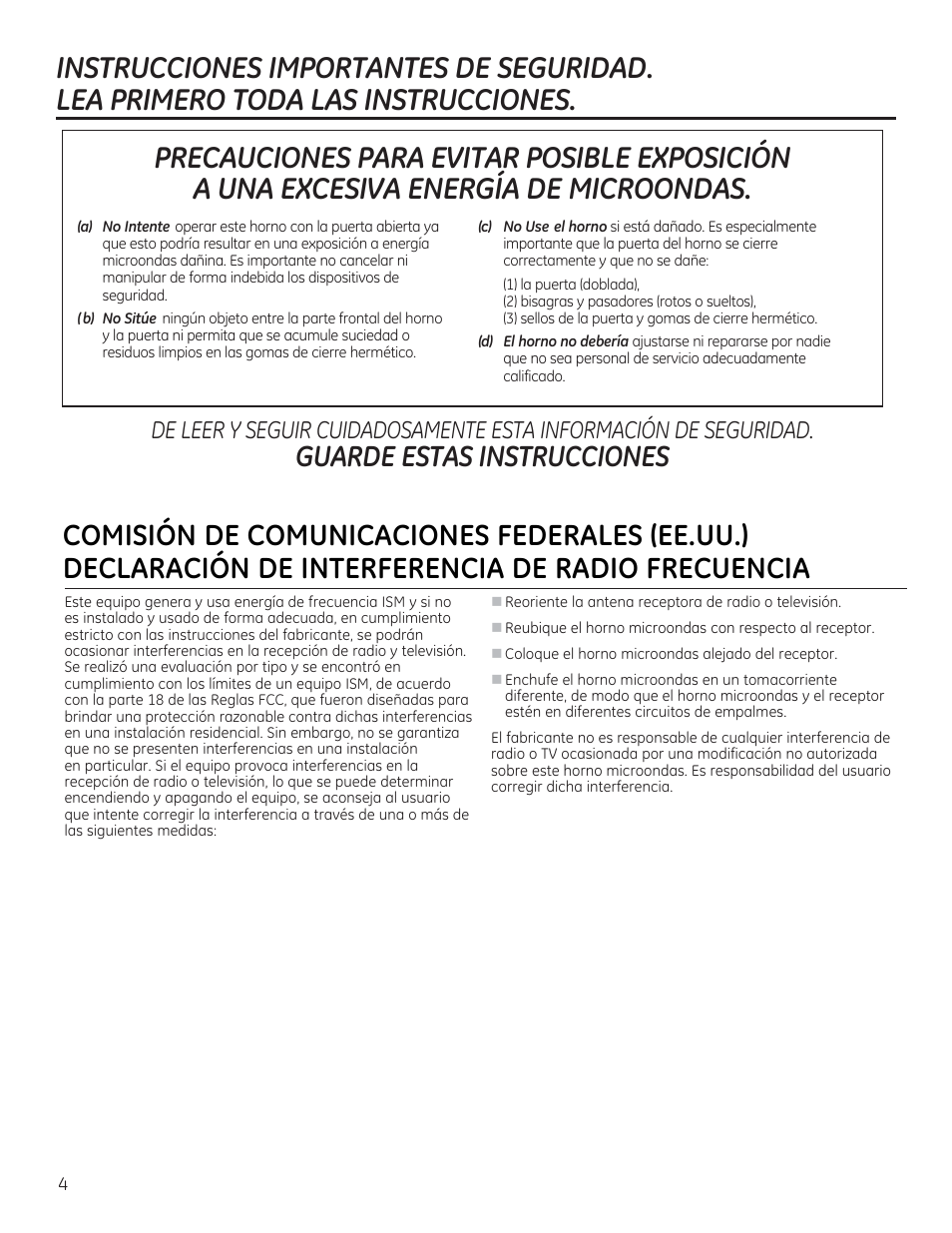 Guarde estas instrucciones | GE 30 Inch Over-the-Range Microwave Owners Manual User Manual | Page 32 / 54