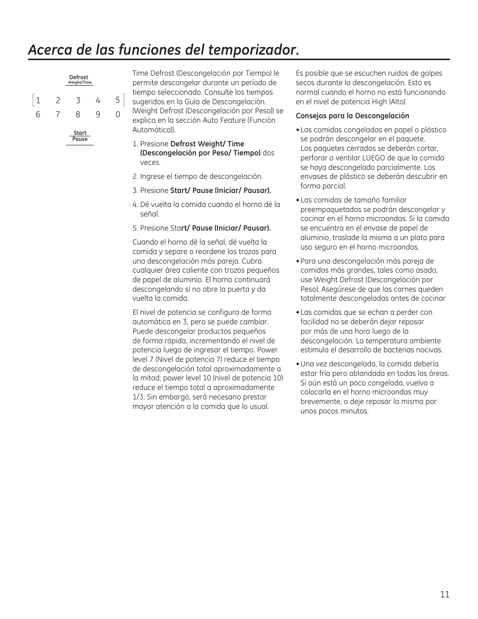 Acerca de las funciones del temporizador | GE 30 Inch Over-the-Range Microwave Owners Manual User Manual | Page 39 / 54