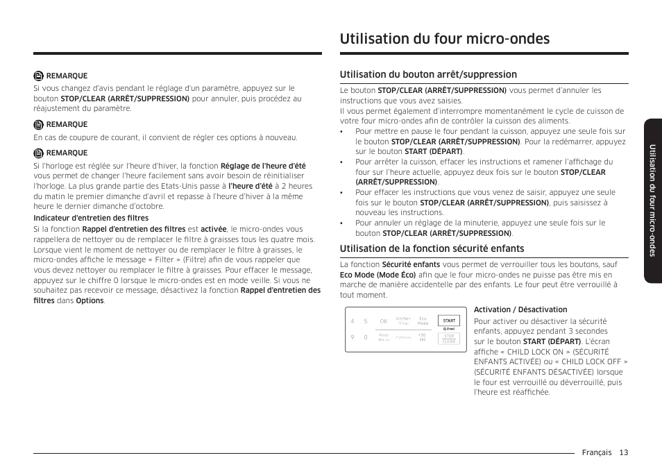 Utilisation du four micro-ondes | Samsung 30 Inch Over-the-Range Microwave Installation Guide User Manual | Page 101 / 132