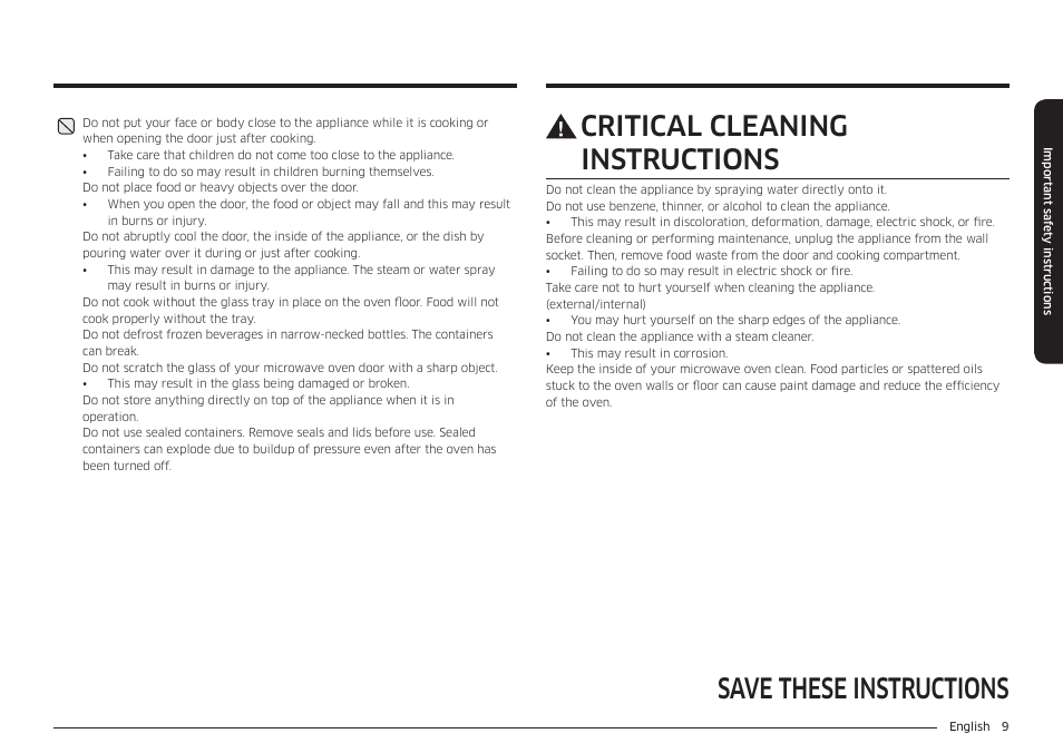 Samsung 30 Inch Over-the-Range Microwave Installation Guide User Manual | Page 9 / 132