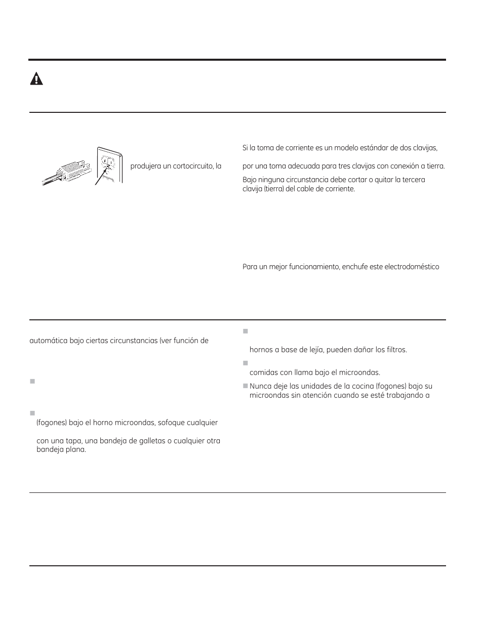 Marca pasos, Advertencia! advertencia, El ventilador extractor | GE 1.6 cu. ft. Over-the-Range Microwave Oven Use and Care Guide User Manual | Page 30 / 48