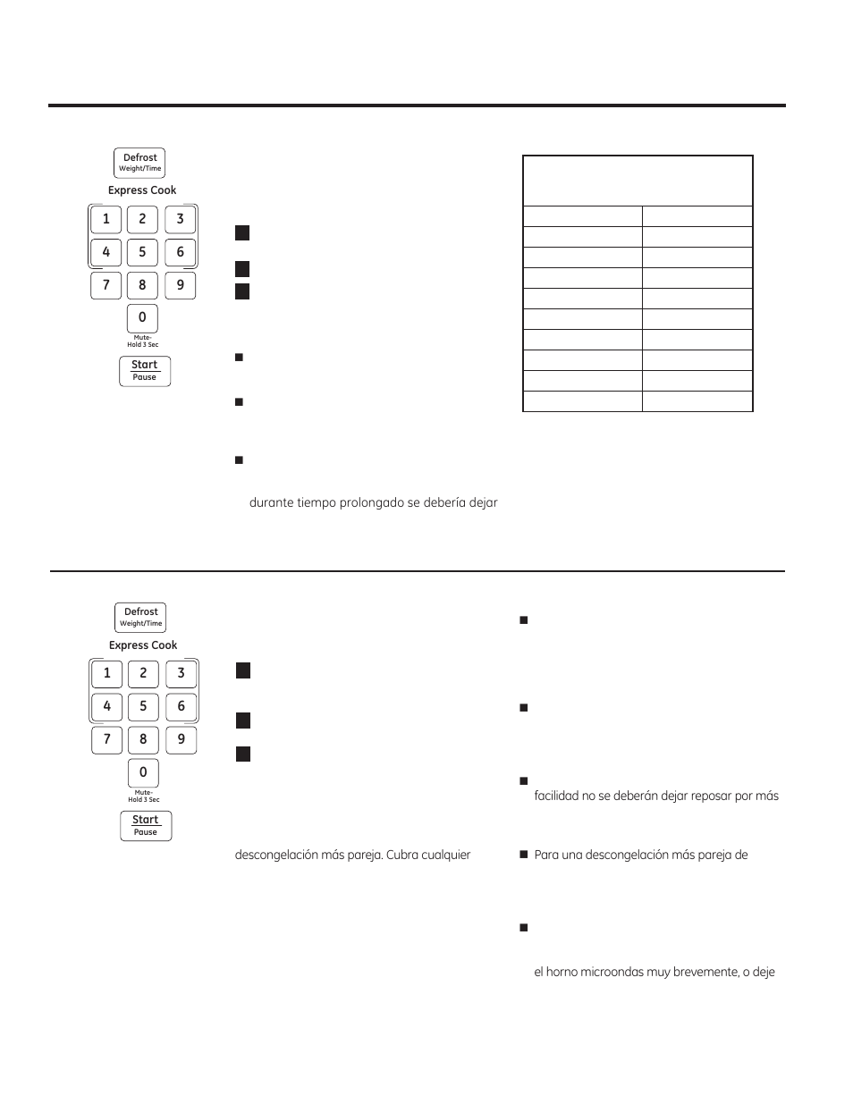 Acerca de las funciones del descongelador, Descongelación por peso, Descongelación con temporizador | Consejos para la descongelación | GE 1.6 cu. ft. Over-the-Range Microwave Oven Use and Care Guide User Manual | Page 34 / 48