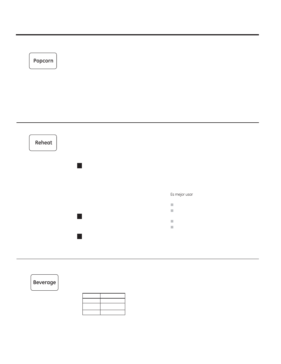 Sobre las funciones convenientes | GE 1.6 cu. ft. Over-the-Range Microwave Oven Use and Care Guide User Manual | Page 36 / 48