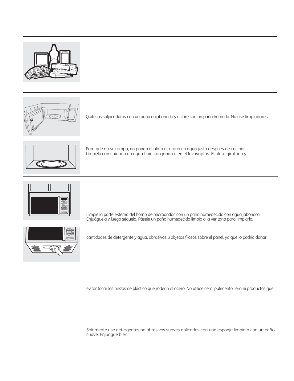 Cuidado y limpieza del horno | GE 1.6 cu. ft. Over-the-Range Microwave Oven Use and Care Guide User Manual | Page 41 / 48