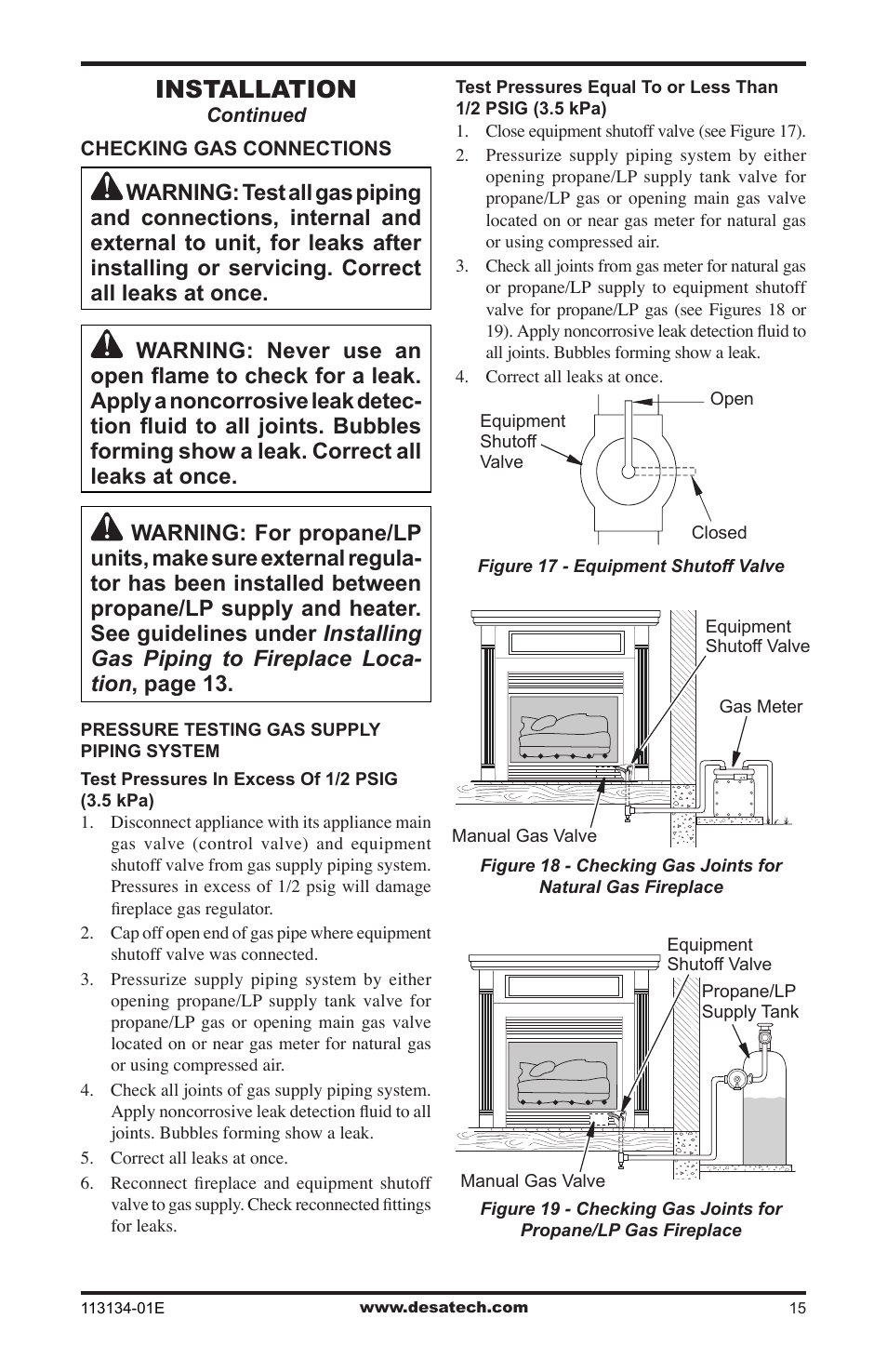 Installation | Desa VTGF33PRB User Manual | Page 15 / 40