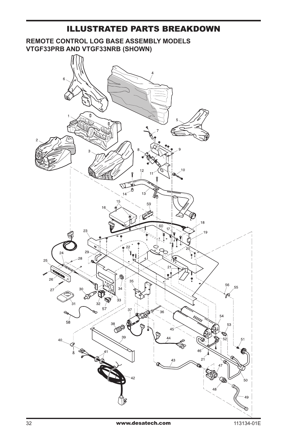 Illustrated parts breakdown and parts list, Illustrated parts breakdown | Desa VTGF33PRB User Manual | Page 32 / 40