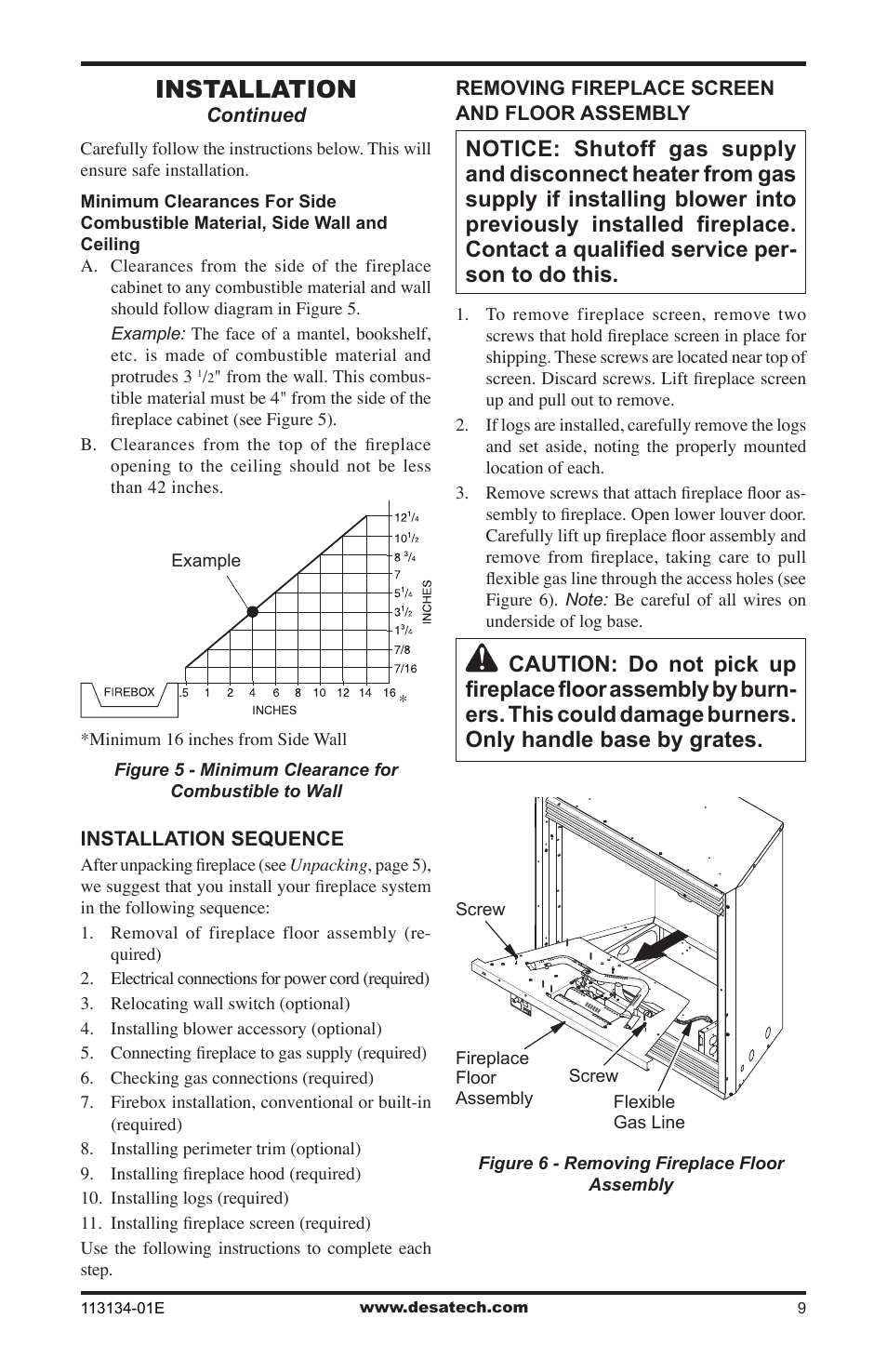 Installation | Desa VTGF33PRB User Manual | Page 9 / 40