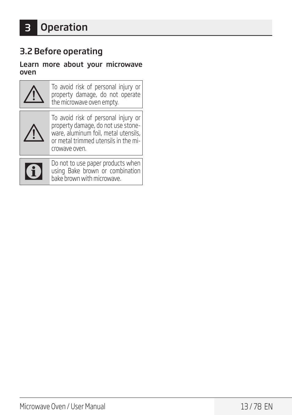 Beko 30 Inch Over the Range Convection Microwave Owner Manual User Manual | Page 13 / 80