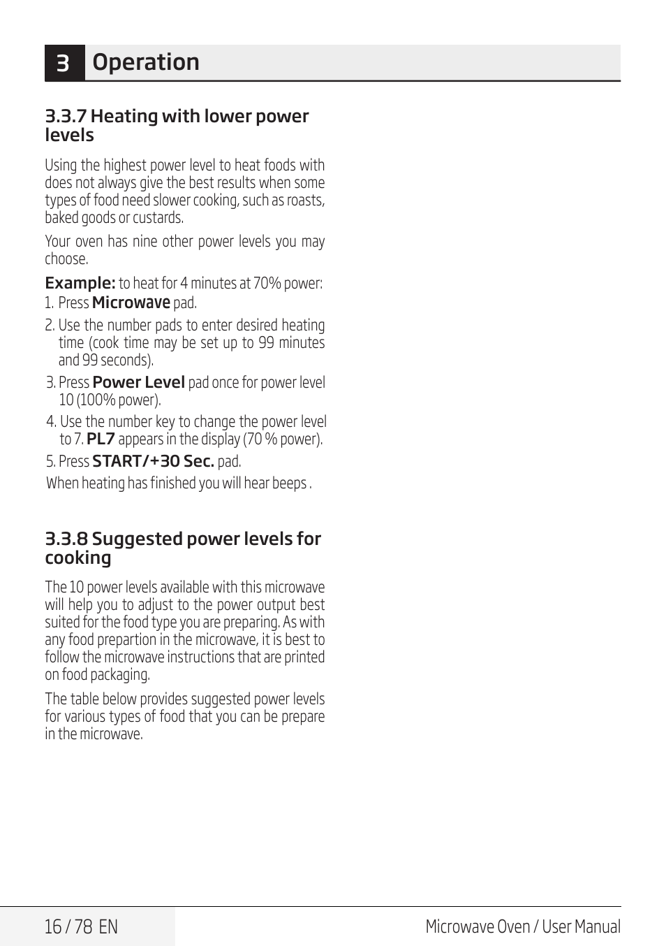 3operation | Beko 30 Inch Over the Range Convection Microwave Owner Manual User Manual | Page 16 / 80