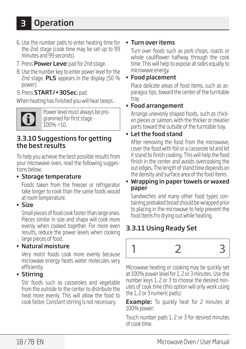 3operation | Beko 30 Inch Over the Range Convection Microwave Owner Manual User Manual | Page 18 / 80