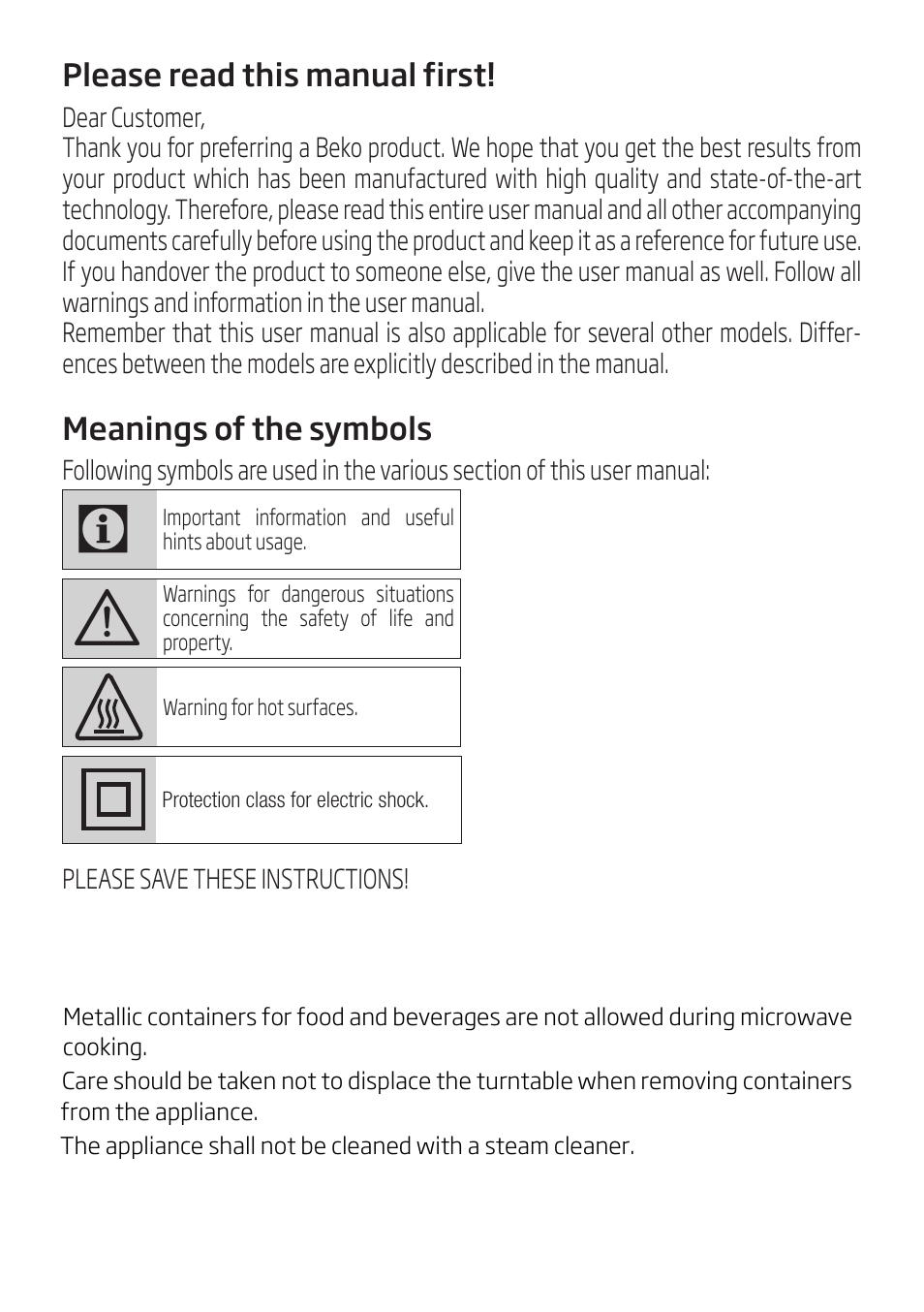 Beko 30 Inch Over the Range Convection Microwave Owner Manual User Manual | Page 2 / 80