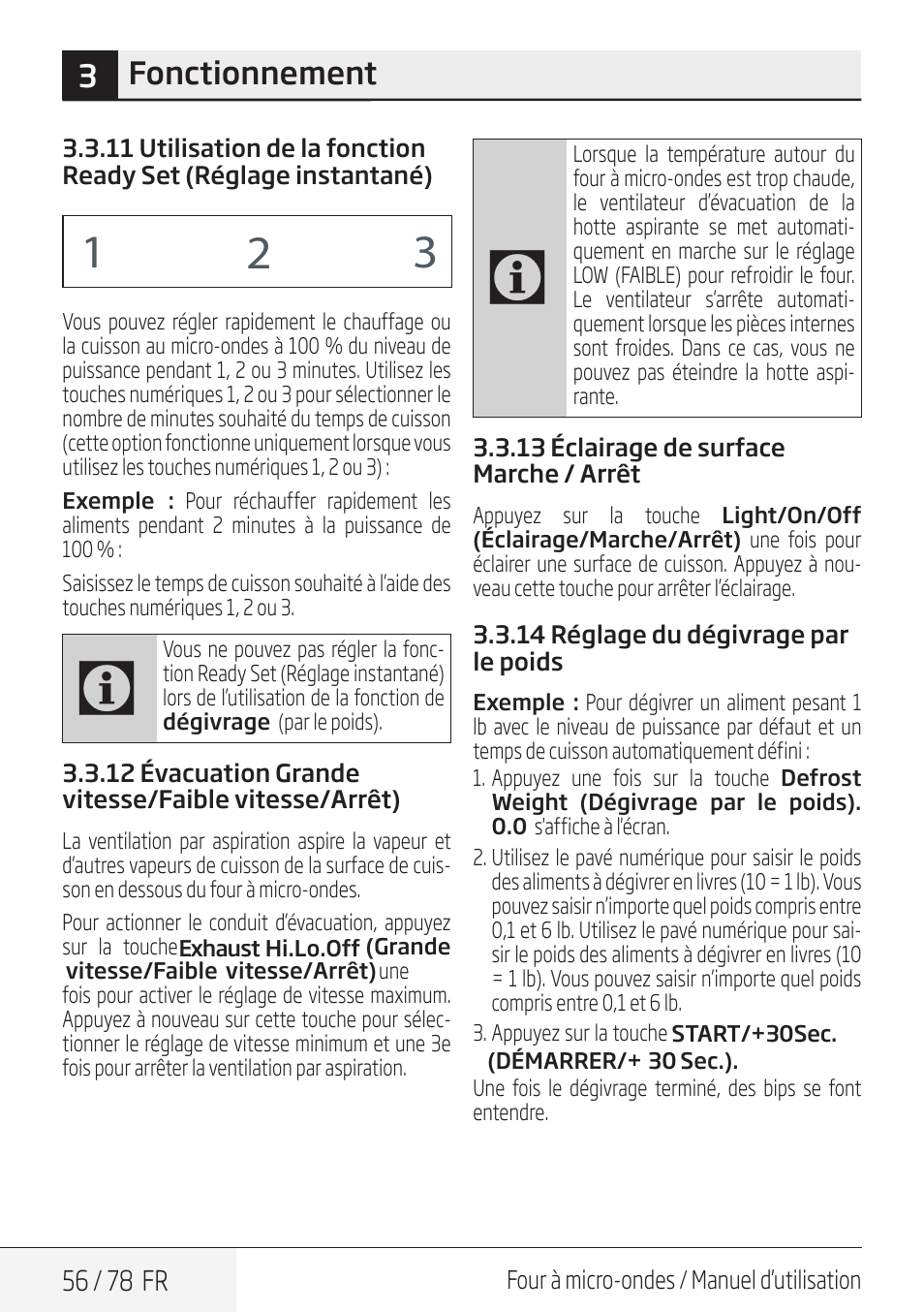 3fonctionnement | Beko 30 Inch Over the Range Convection Microwave Owner Manual User Manual | Page 56 / 80