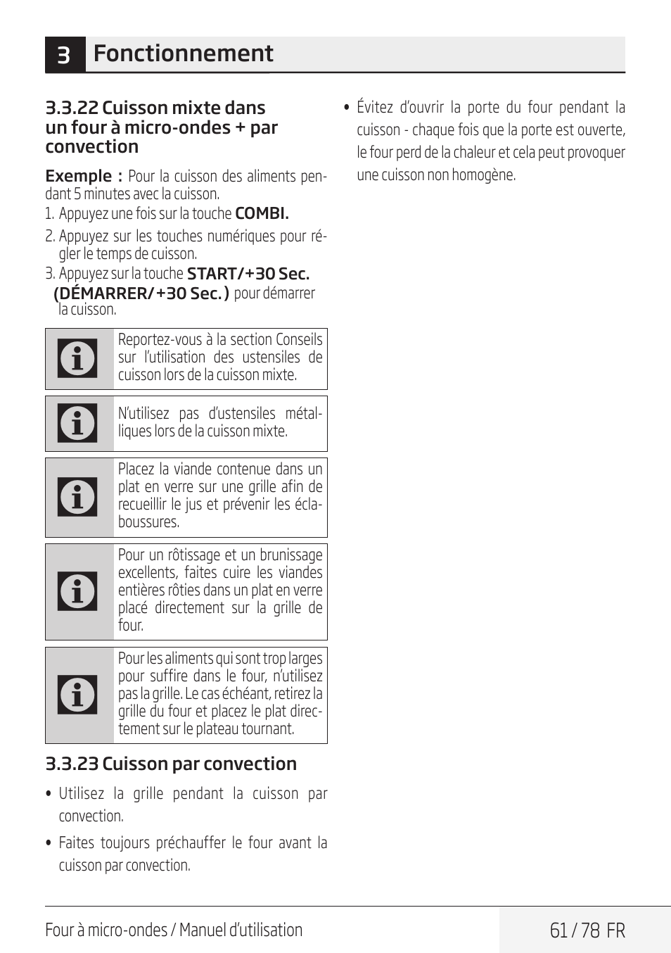 Beko 30 Inch Over the Range Convection Microwave Owner Manual User Manual | Page 61 / 80