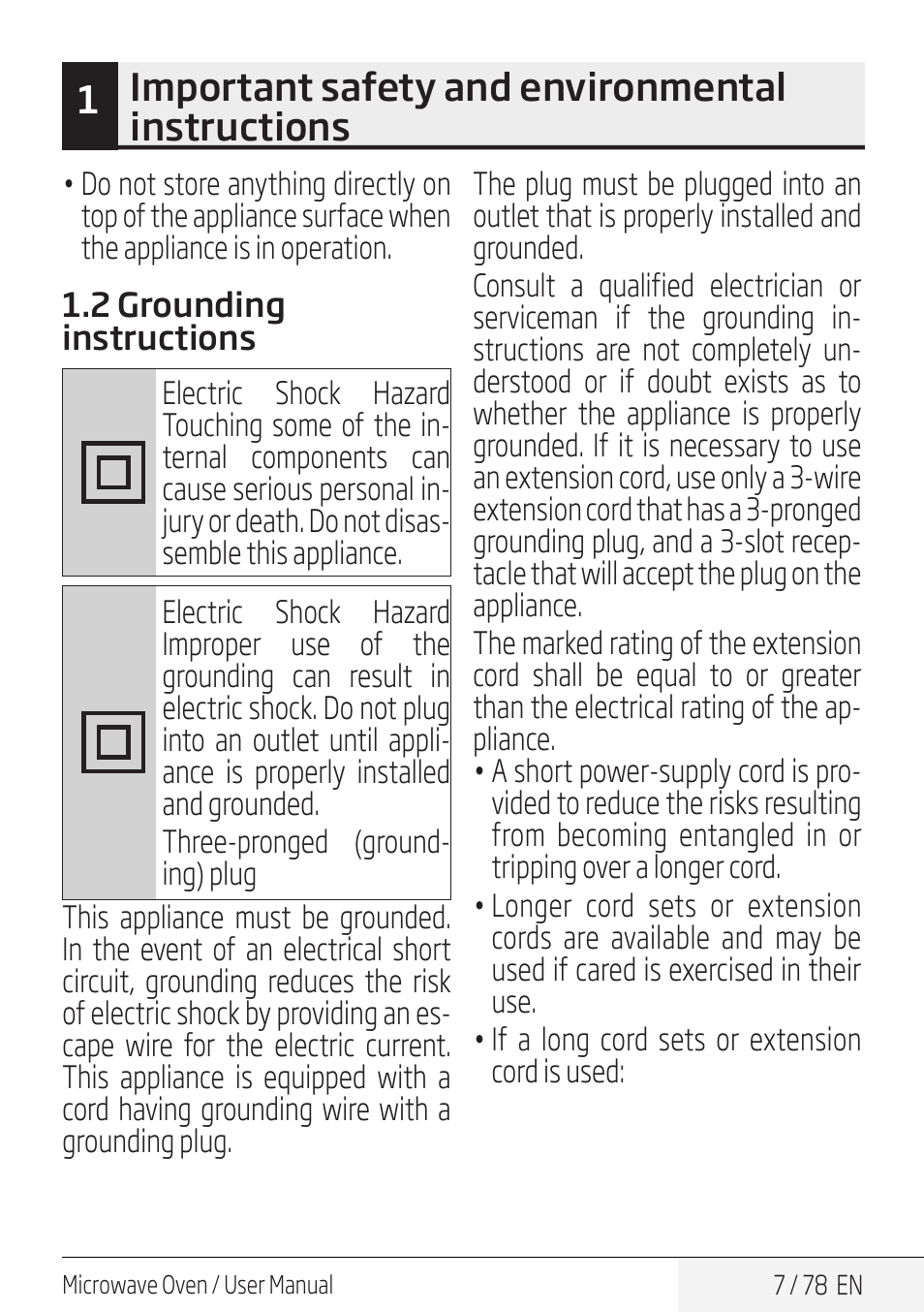 1important safety and environmental instructions | Beko 30 Inch Over the Range Convection Microwave Owner Manual User Manual | Page 7 / 80