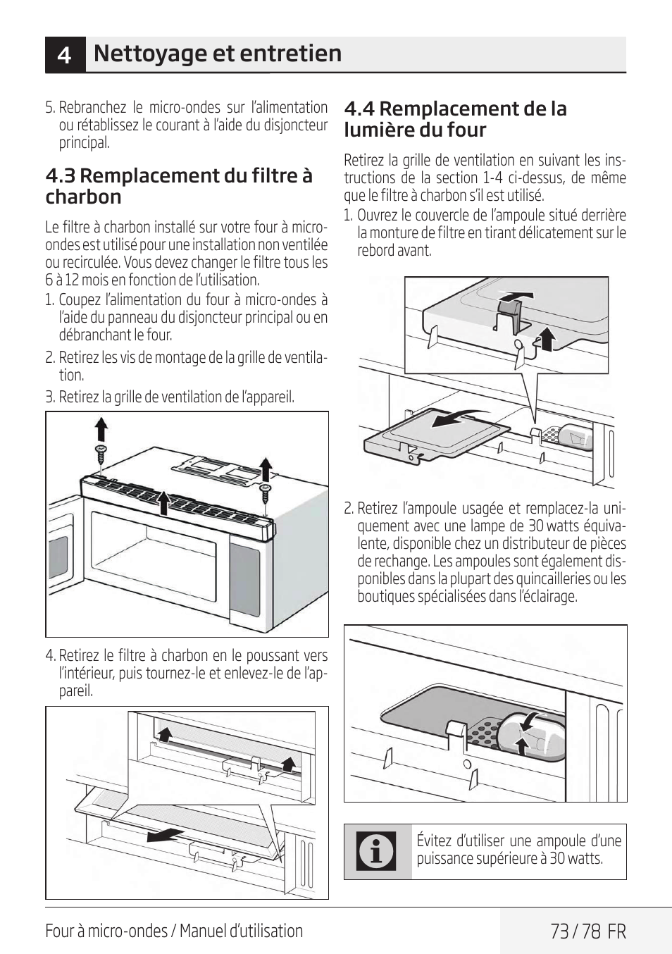 4nettoyage et entretien | Beko 30 Inch Over the Range Convection Microwave Owner Manual User Manual | Page 73 / 80