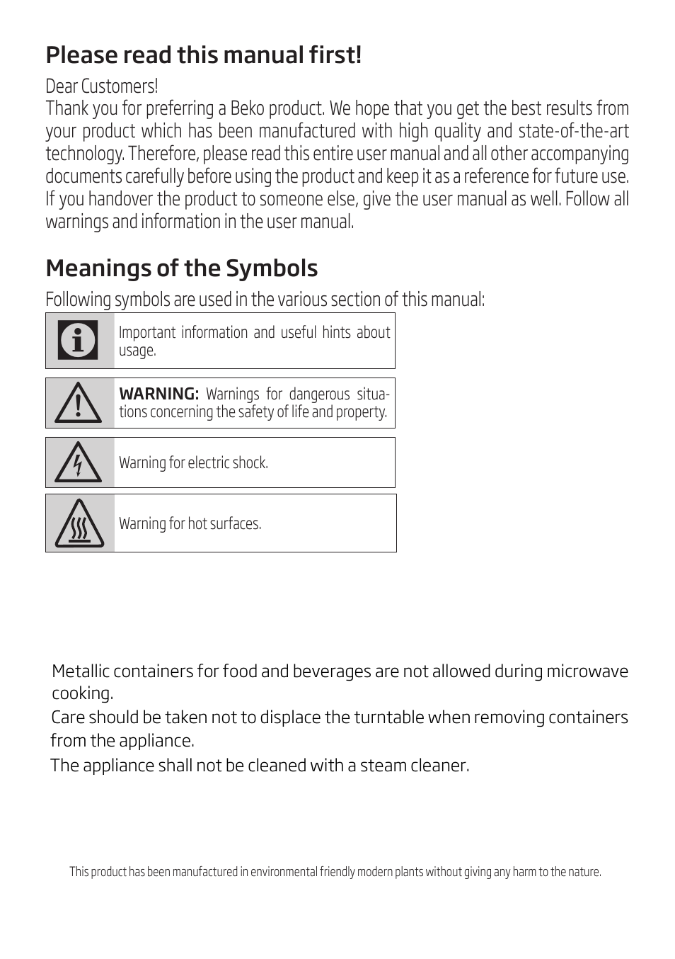 Beko 30 Inch Over the Range Convection Microwave Installation Guide User Manual | Page 2 / 64