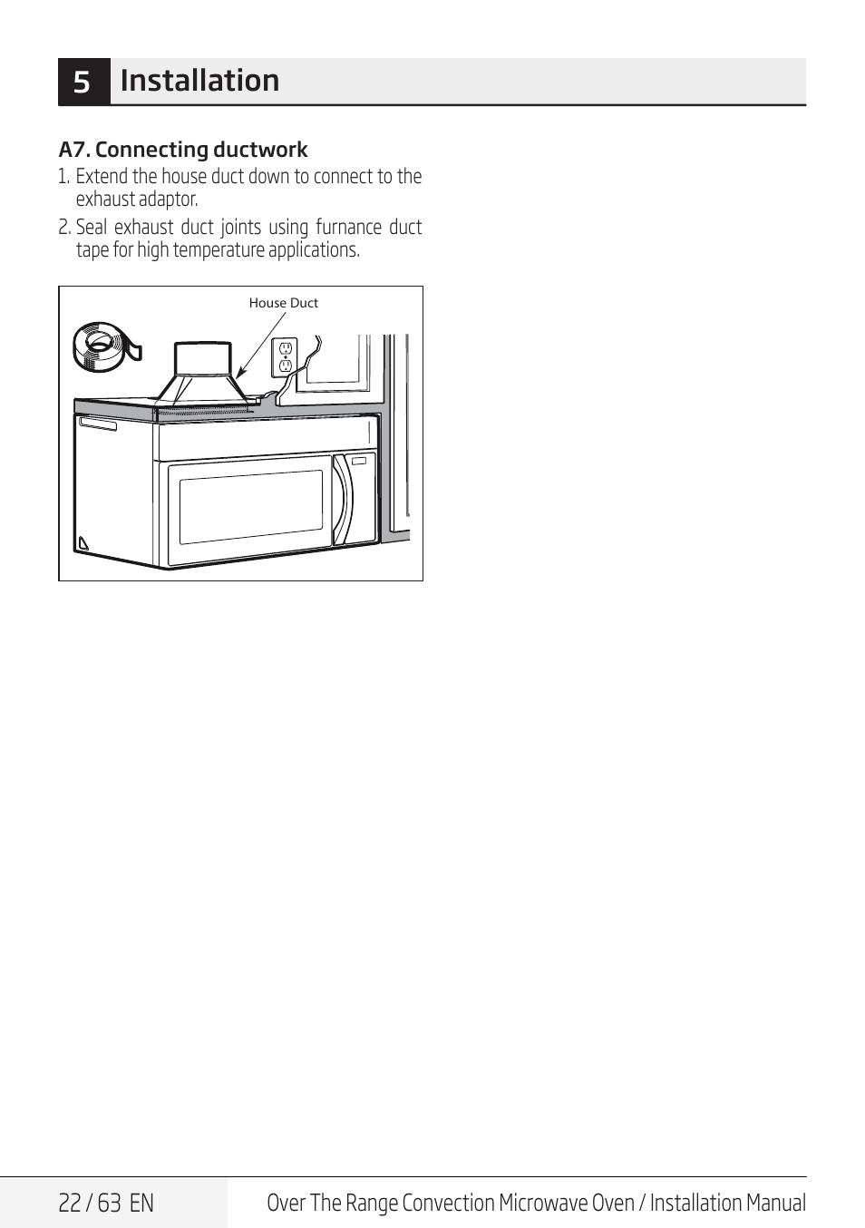 5installation | Beko 30 Inch Over the Range Convection Microwave Installation Guide User Manual | Page 22 / 64