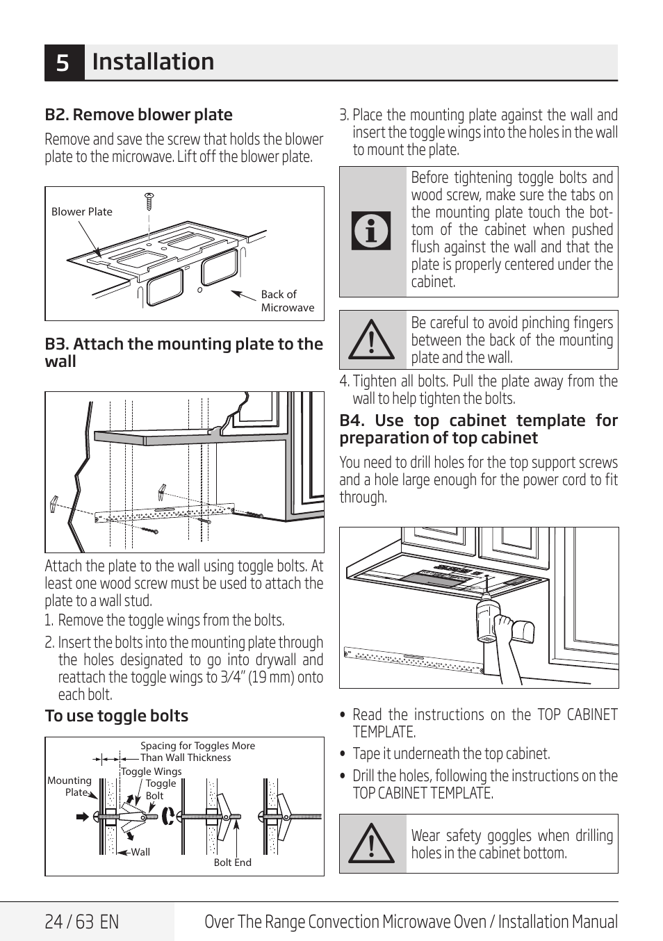 5installation | Beko 30 Inch Over the Range Convection Microwave Installation Guide User Manual | Page 24 / 64