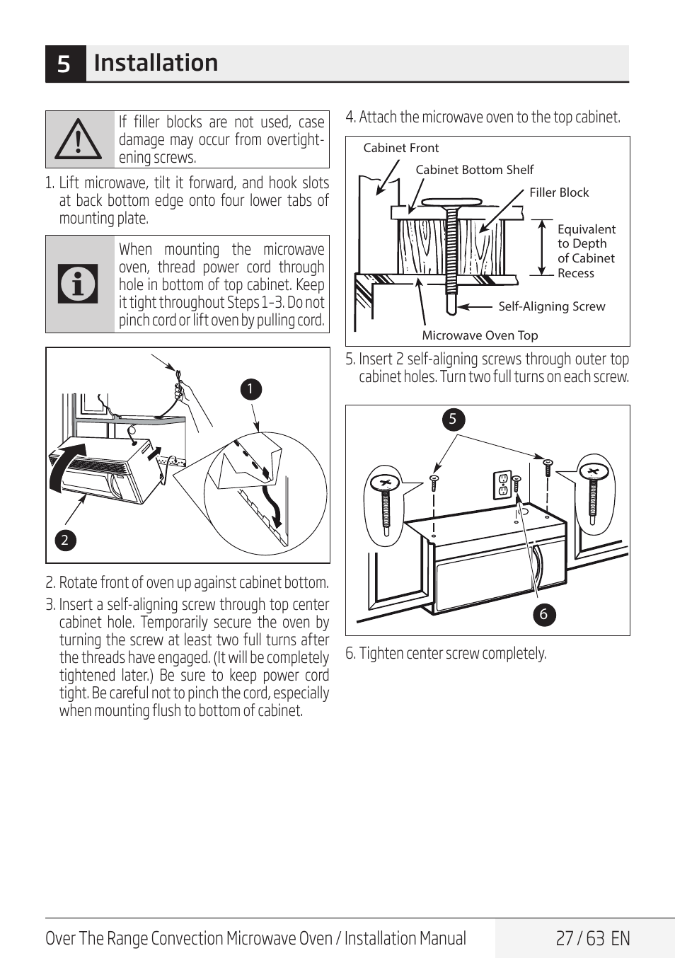 5installation | Beko 30 Inch Over the Range Convection Microwave Installation Guide User Manual | Page 27 / 64