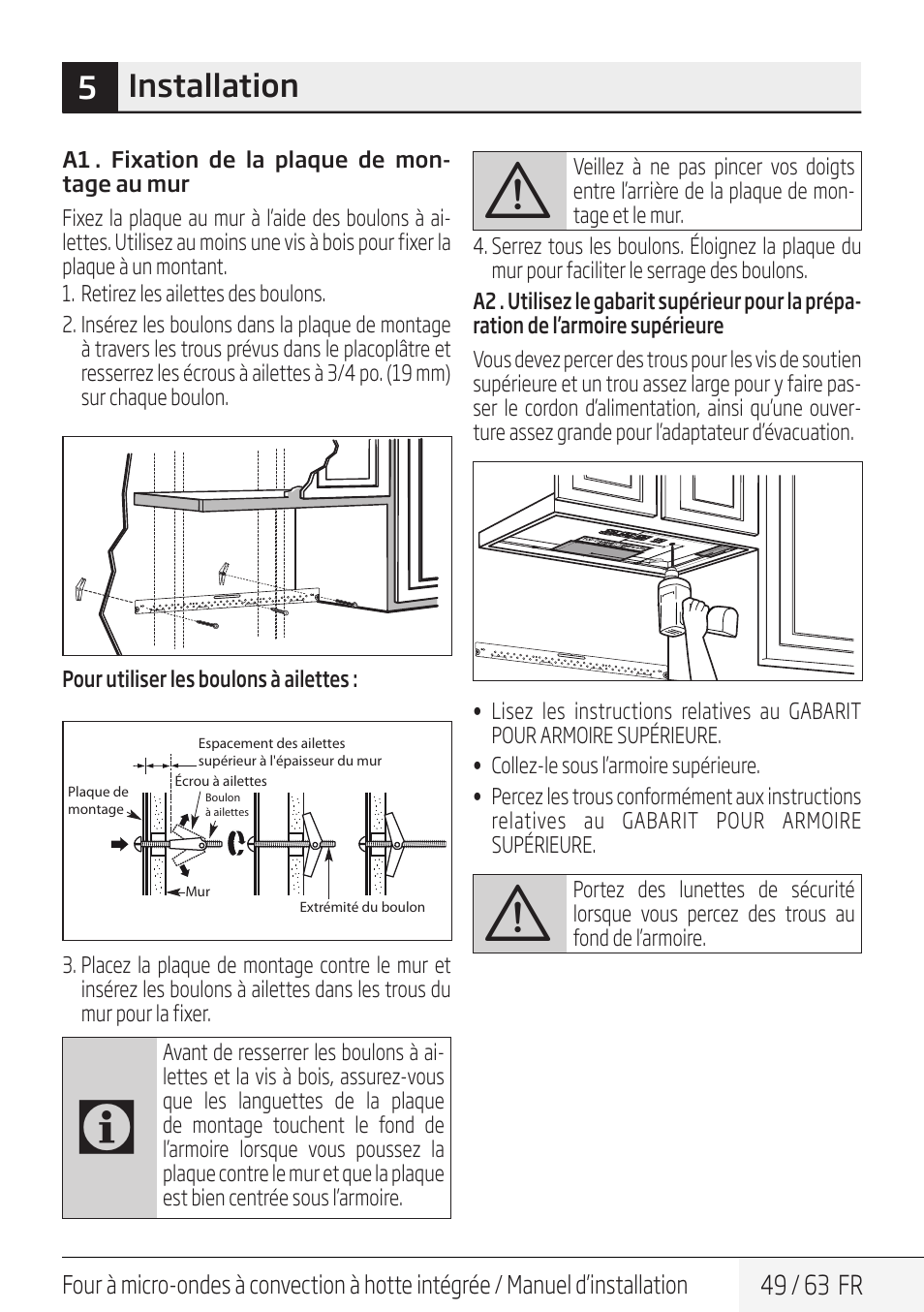 5installation | Beko 30 Inch Over the Range Convection Microwave Installation Guide User Manual | Page 49 / 64