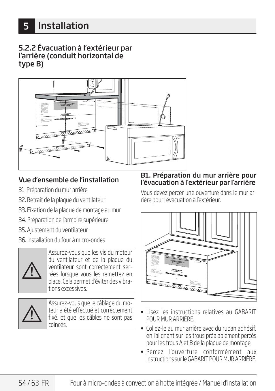 5installation, 54 / 63 fr | Beko 30 Inch Over the Range Convection Microwave Installation Guide User Manual | Page 54 / 64