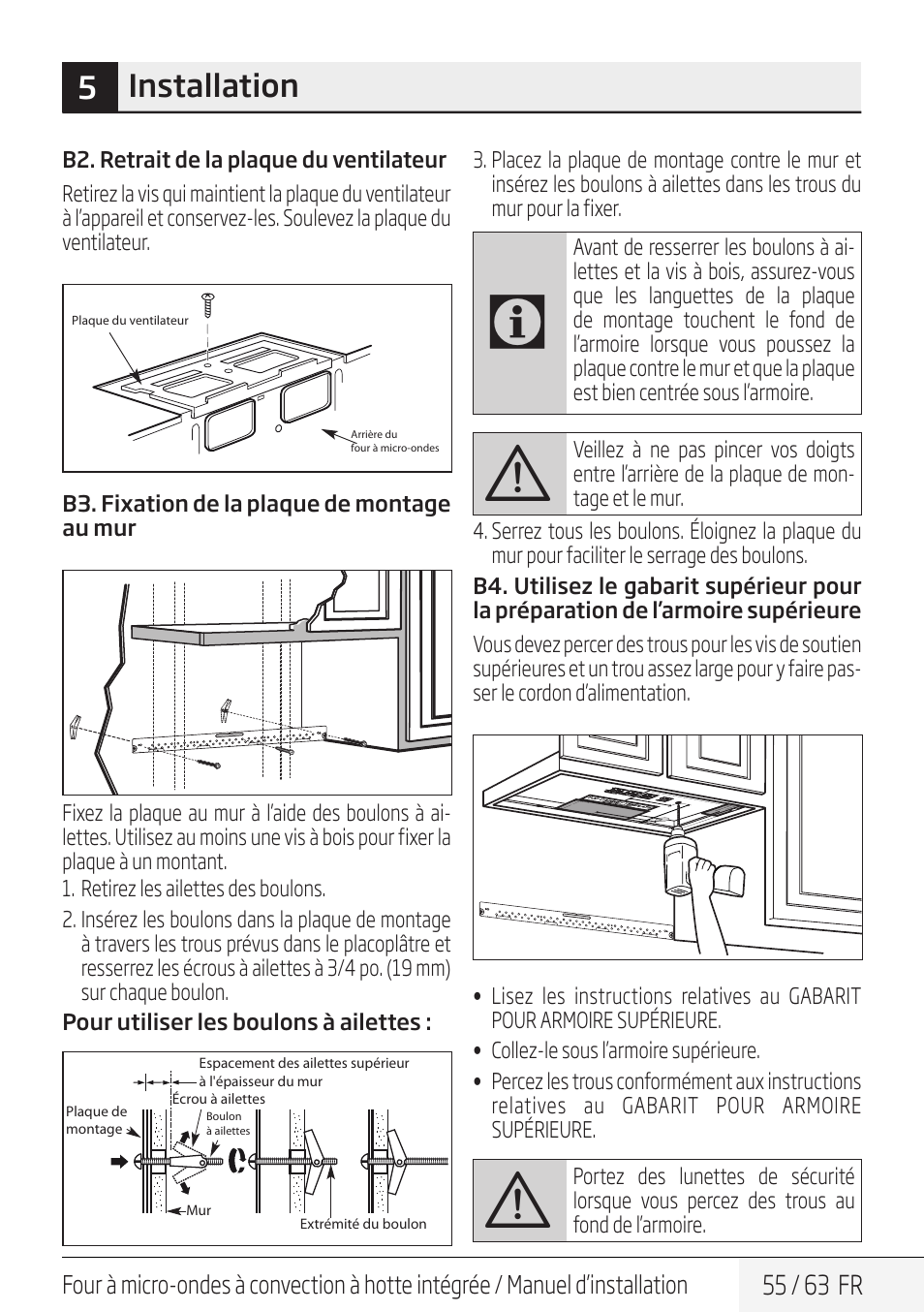5installation | Beko 30 Inch Over the Range Convection Microwave Installation Guide User Manual | Page 55 / 64