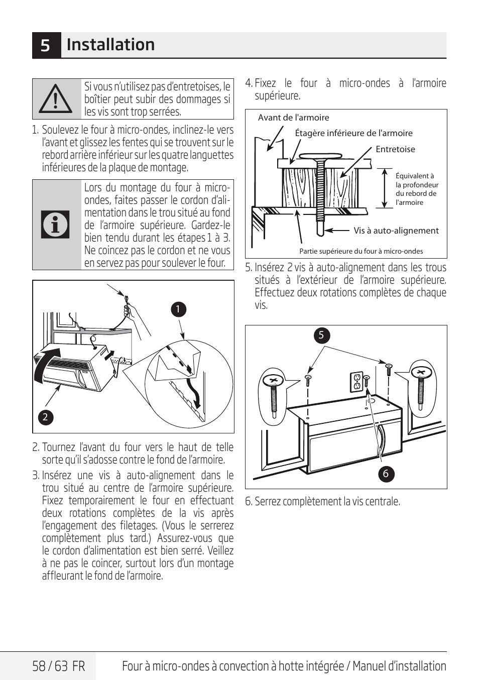 5installation | Beko 30 Inch Over the Range Convection Microwave Installation Guide User Manual | Page 58 / 64